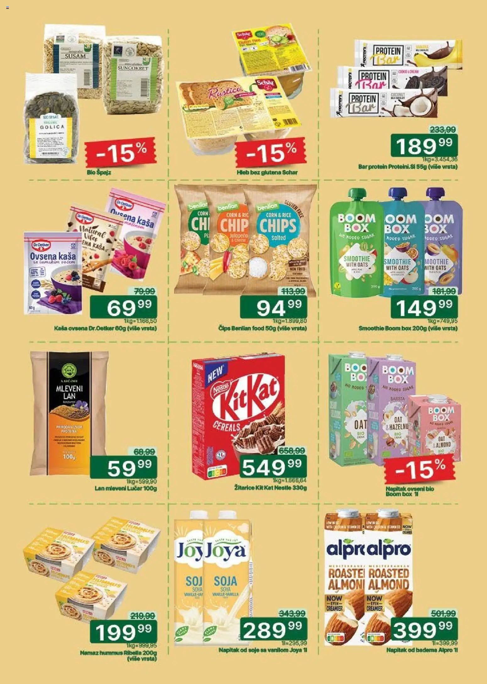 Univerexport katalog - važi od 27.04.2026 | Strana: 15 | Proizvode: Čips, Ovsena kaša, Alpro, Hummus