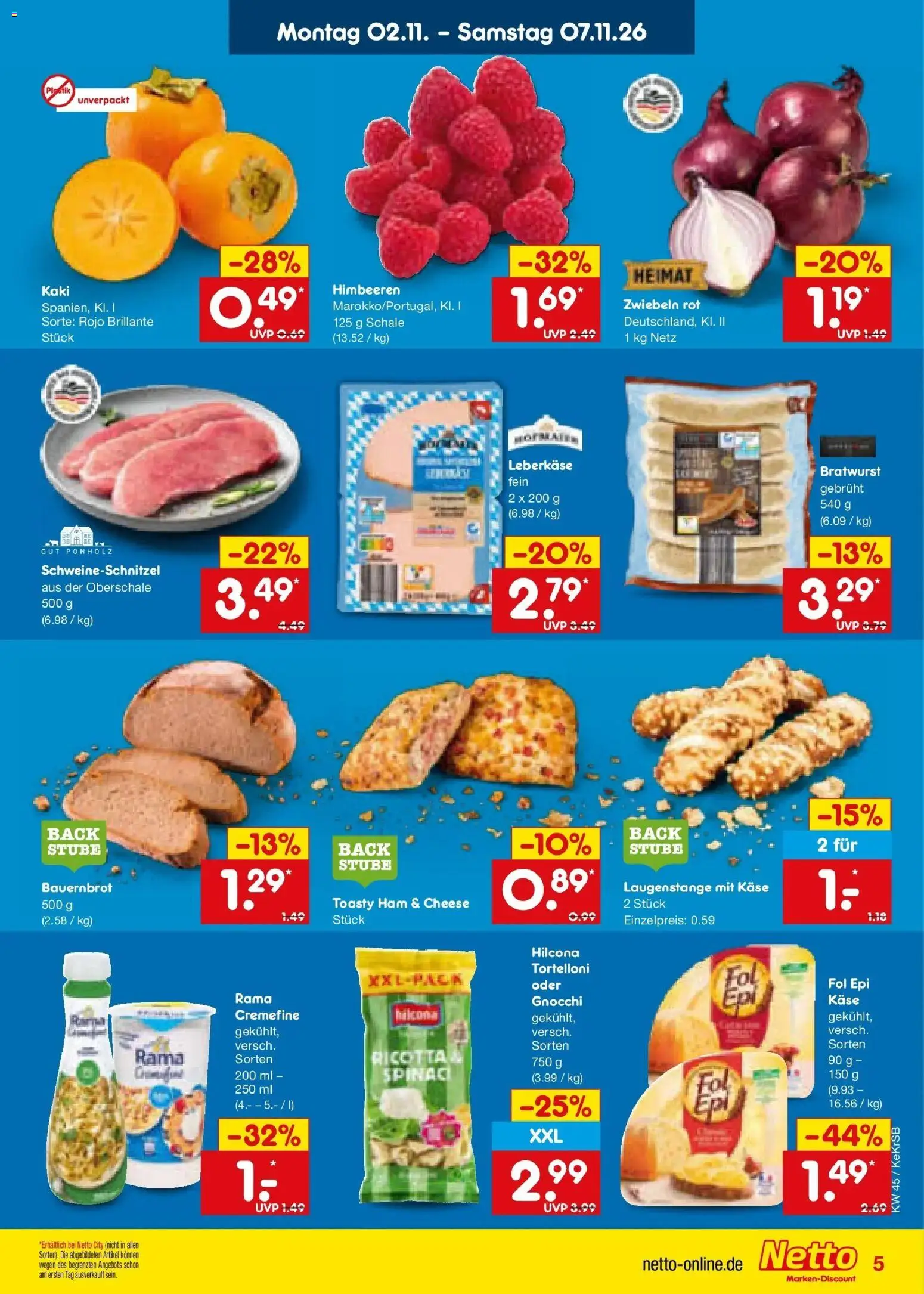 Netto Marken-Discount Prospekt Koblenz – gültig ab 02.11.2026 | Seite: 7 | Produkte: Gnocchi, Rama, Bratwurst, Kaki