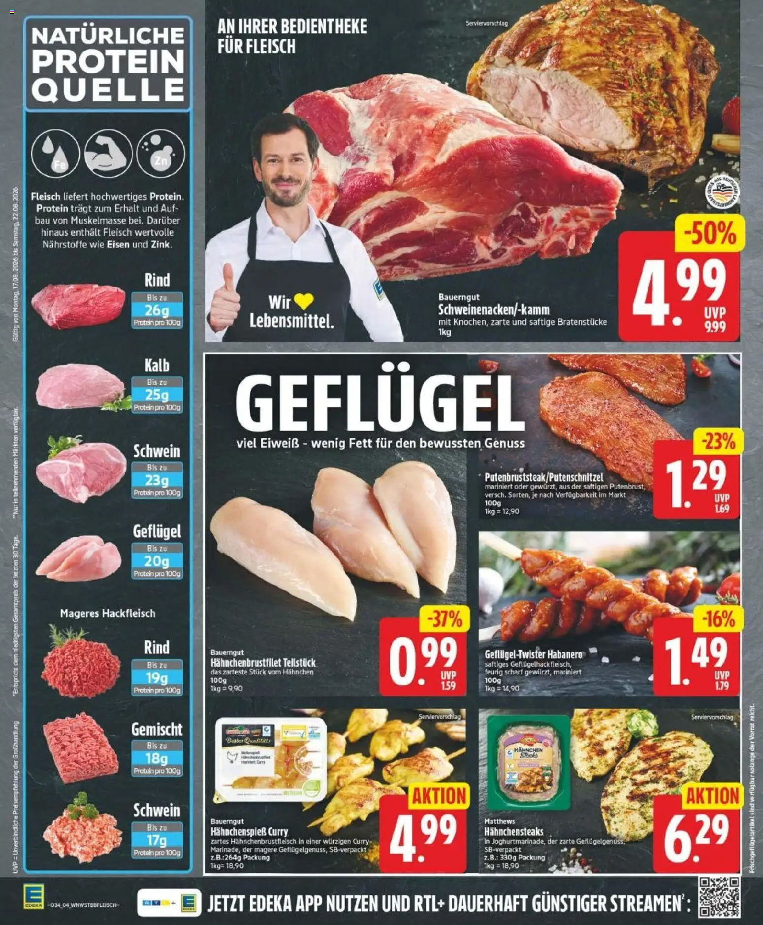 Edeka Prospekt Magdeburg – gültig ab 17.08.2026 | Seite: 4 | Produkte: Hahnchen, Bauerngut, Fleisch, Hackfleisch