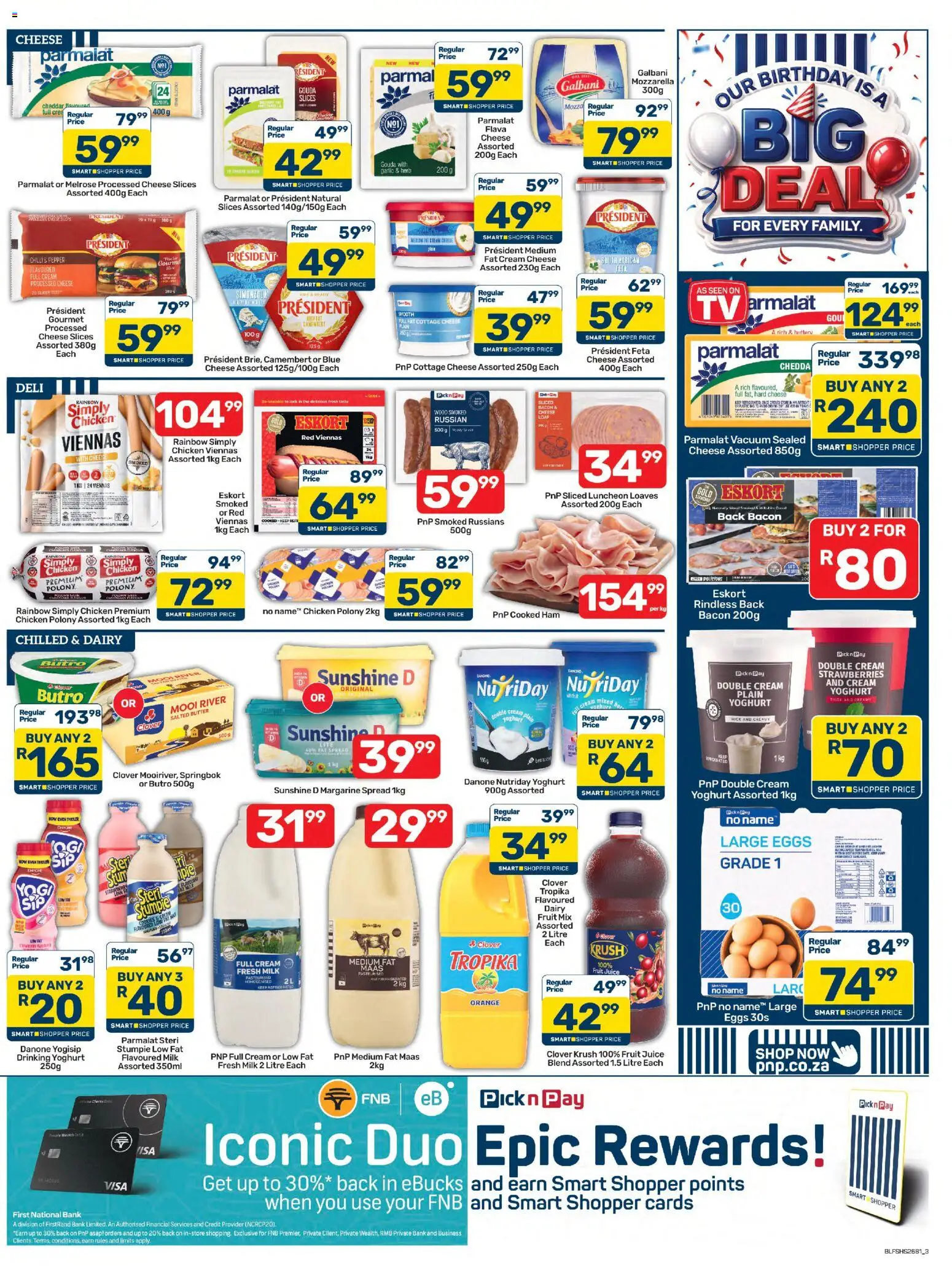 New Pick n Pay catalogue – valid from 24/07/2026 | Page: 3 | Products: Yoghurt, Milk, Eggs, Fruit