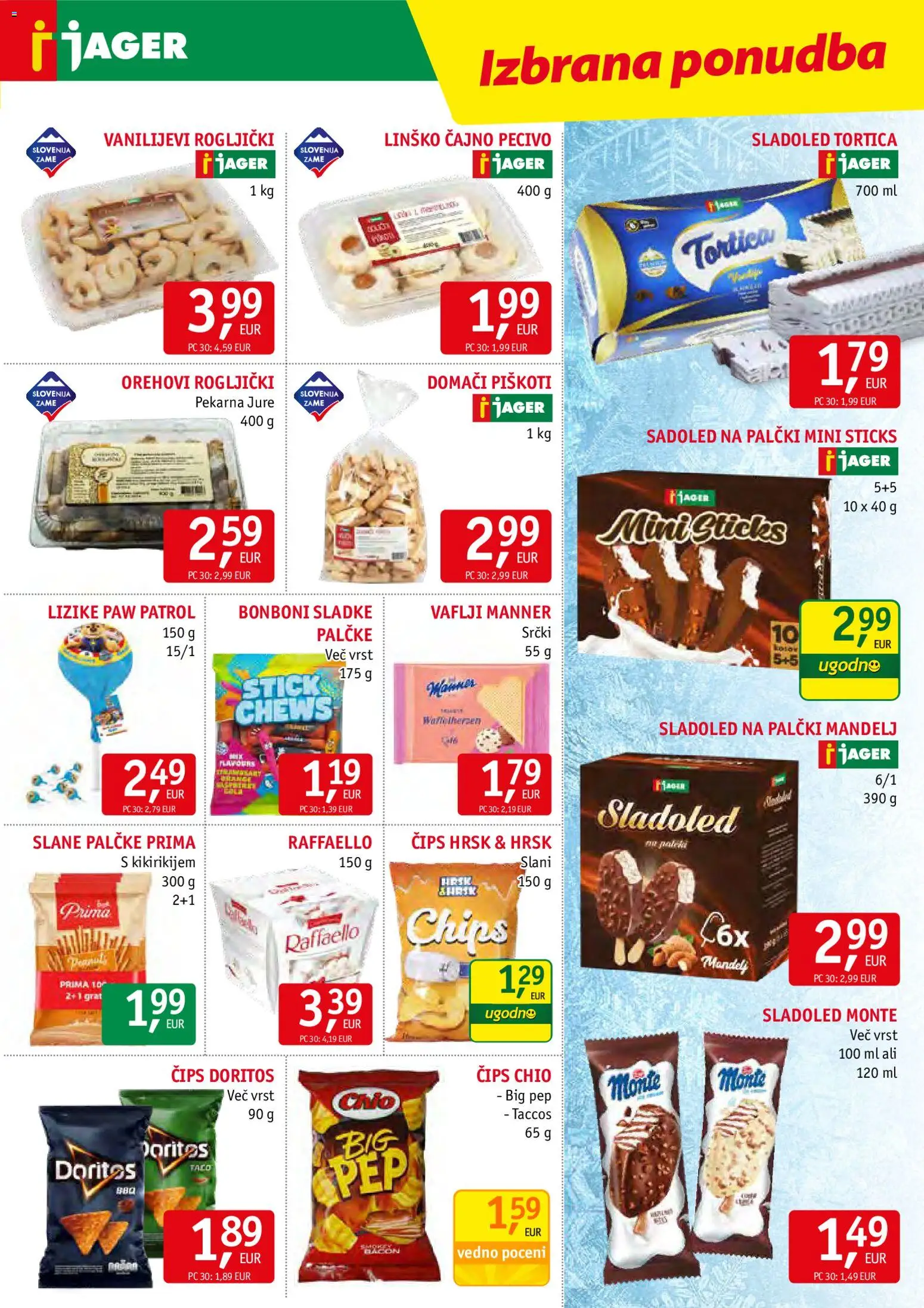 Novi Jager katalog ponudbe – veljaven od 12.08.2026 | Stran: 11 | Izdelki: Pekarna, Slane palčke, Rogljički, Sladoled