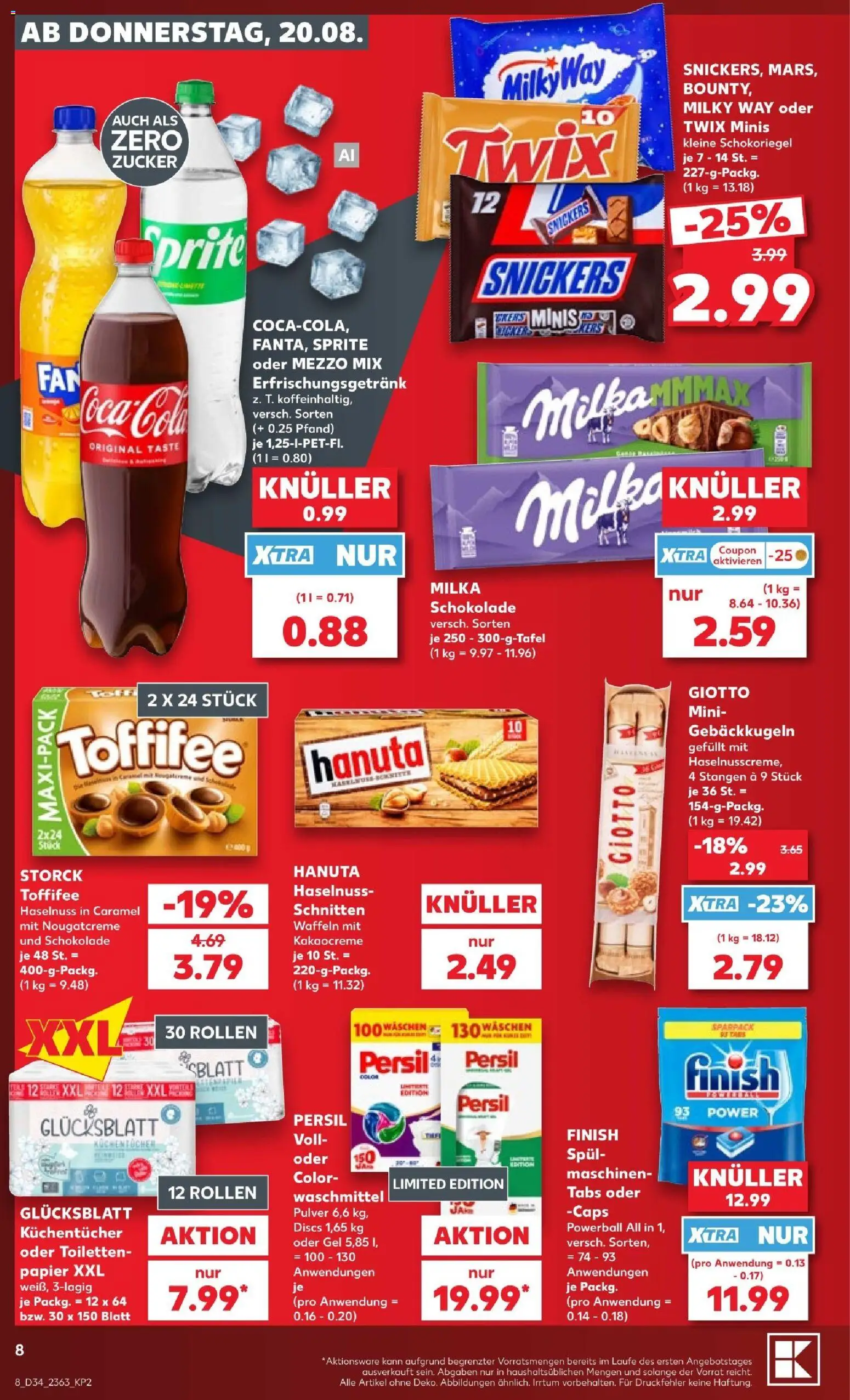 Kaufland Prospekt Bremen – gültig ab 20.08.2026 | Seite: 10 | Produkte: Sprite, Finish, Snickers, Waschmittel