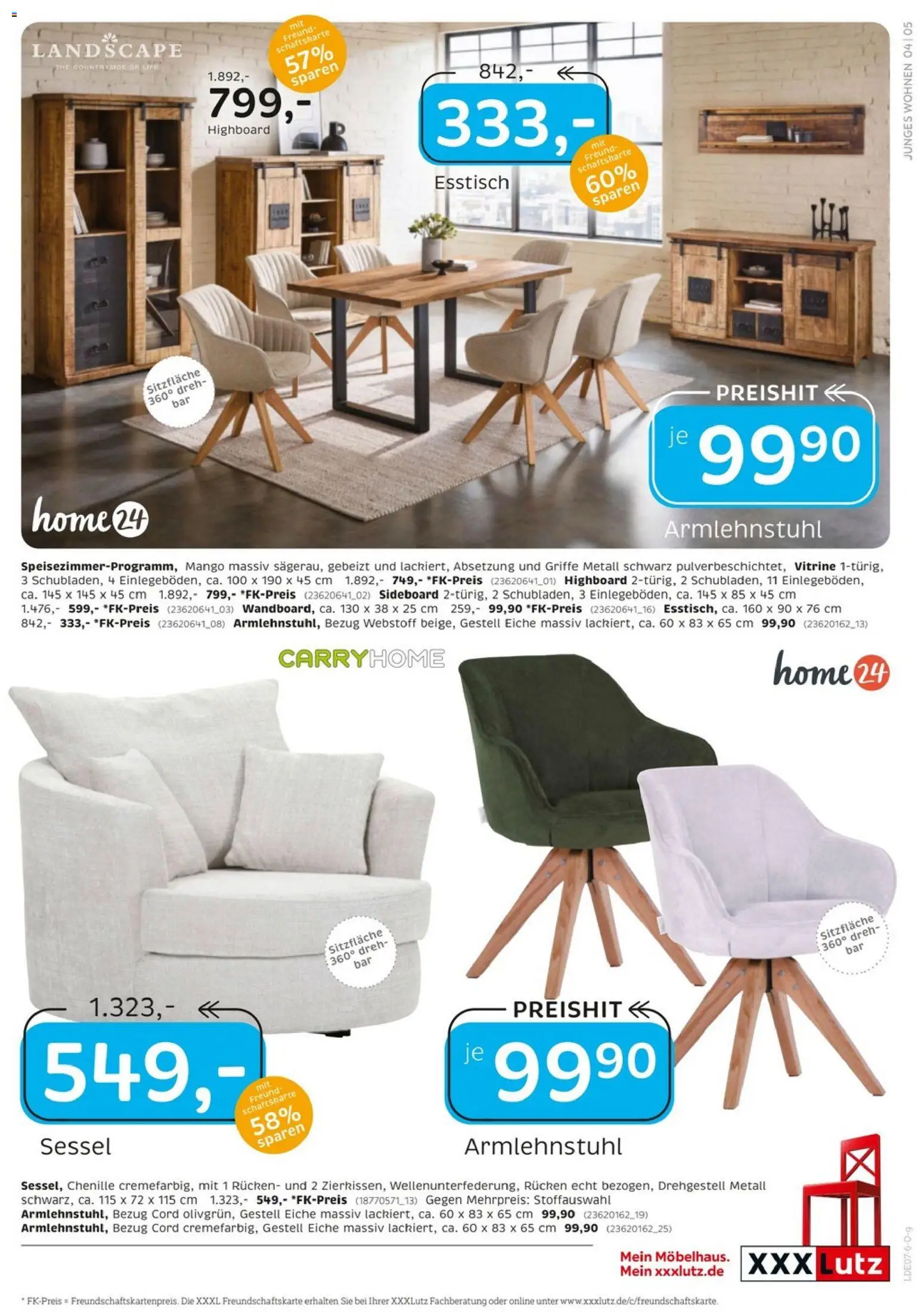 XXXLutz Junges Wohnen – gültig ab 04.07.2026 | Seite: 5 | Produkte: Sideboard, HIghboard, Esstisch, Sessel