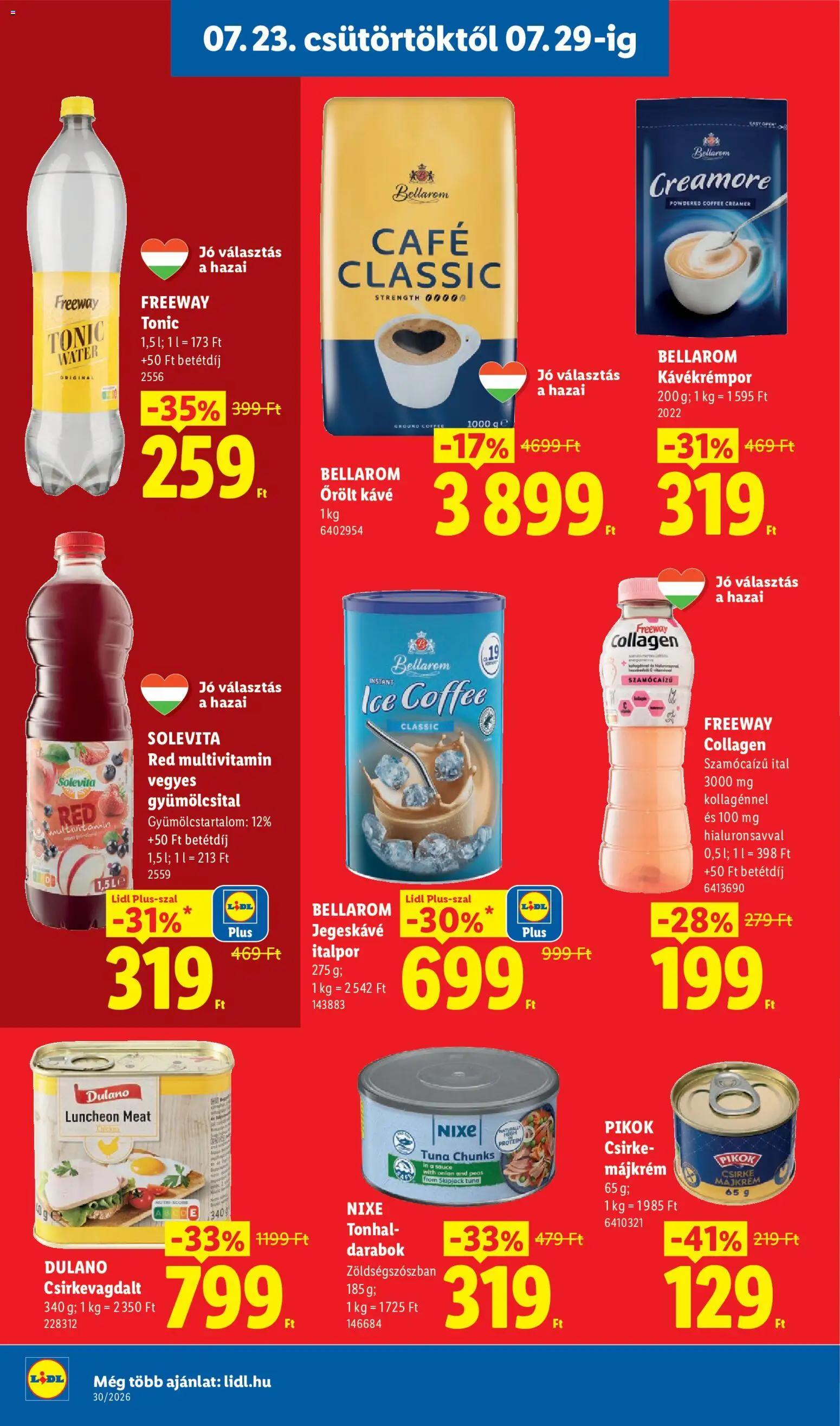 Lidl akciós ujság - amely érvényes a következő dátumtól: 2026.07.23. | Oldal: 14 | Termékek: Tonic, Jegeskávé, Multivitamin, Italpor