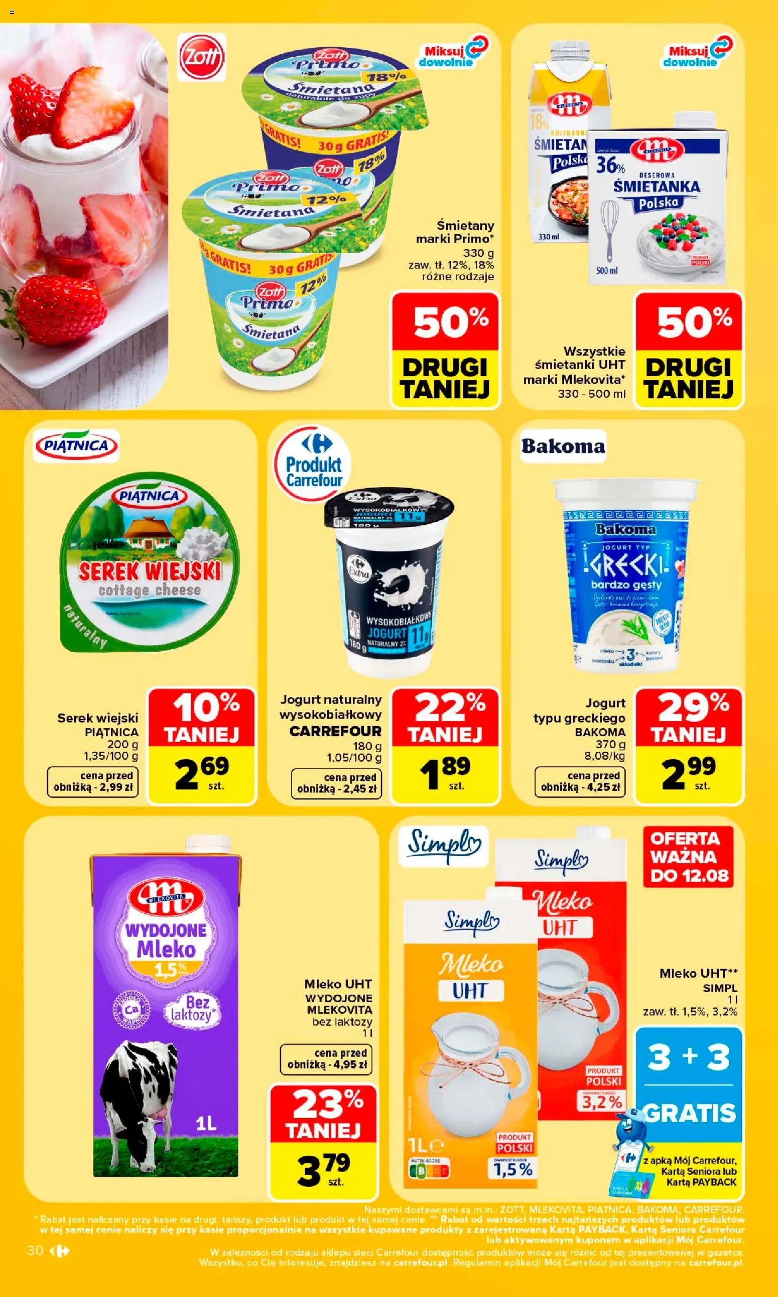 Carrefour gazetka od 10.08.2026 | Strona: 32 | Produkty: Karta, Bez laktozy, Jogurt naturalny, Śmietana
