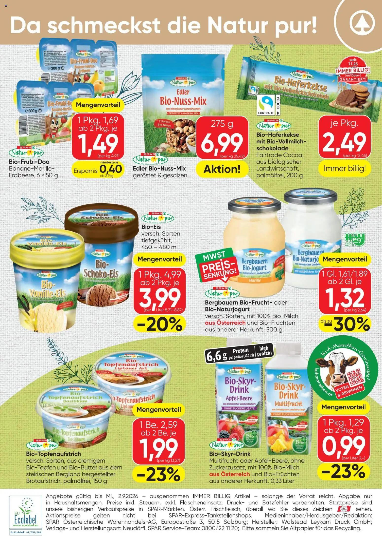 Spar Natur*pur gültig ab 06.08.2026 | Seite: 4 | Produkte: Schokolade