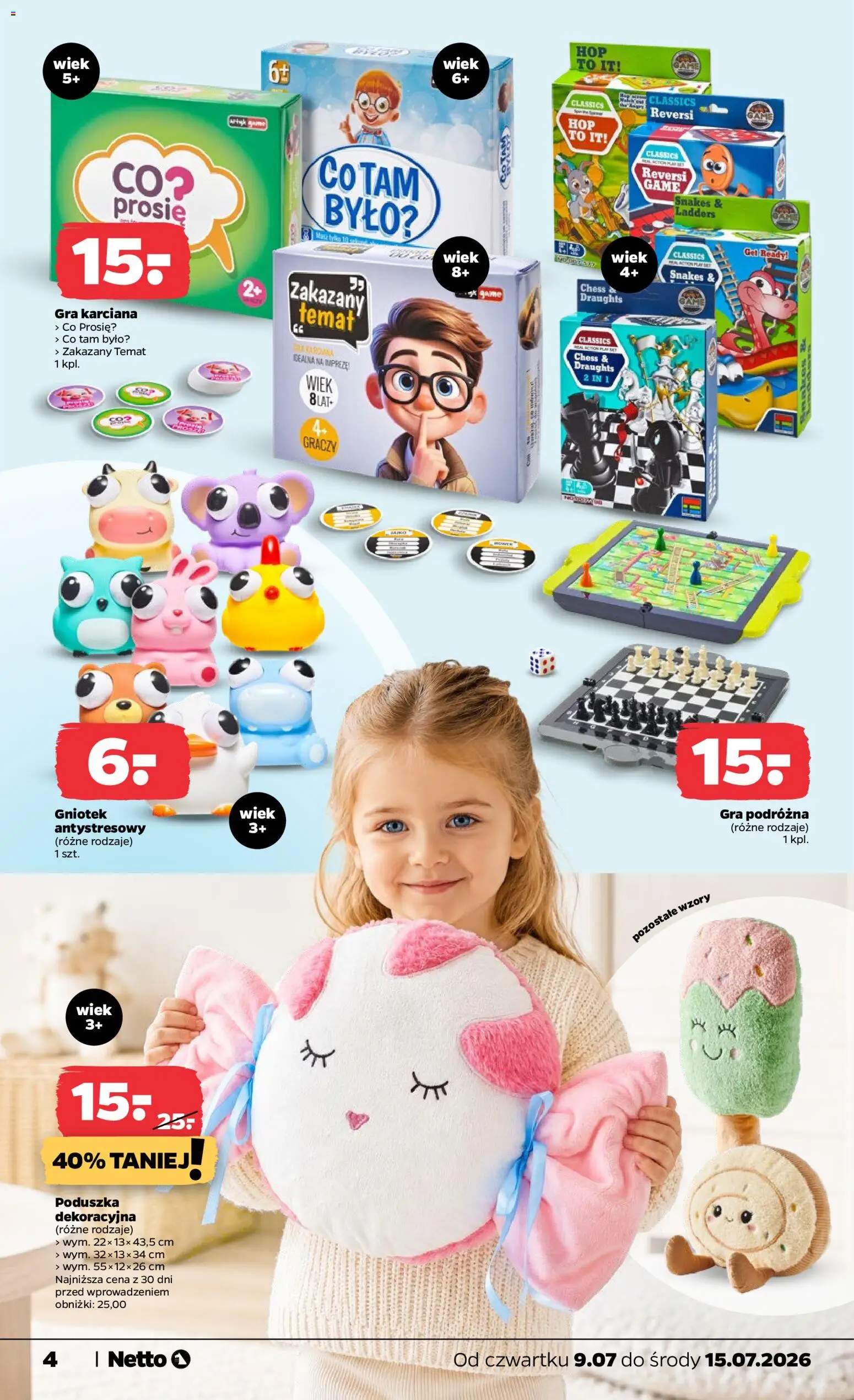Netto gazetka od czwartku NonFood od 09.07.2026 | Strona: 4 | Produkty: Gra, Poduszka