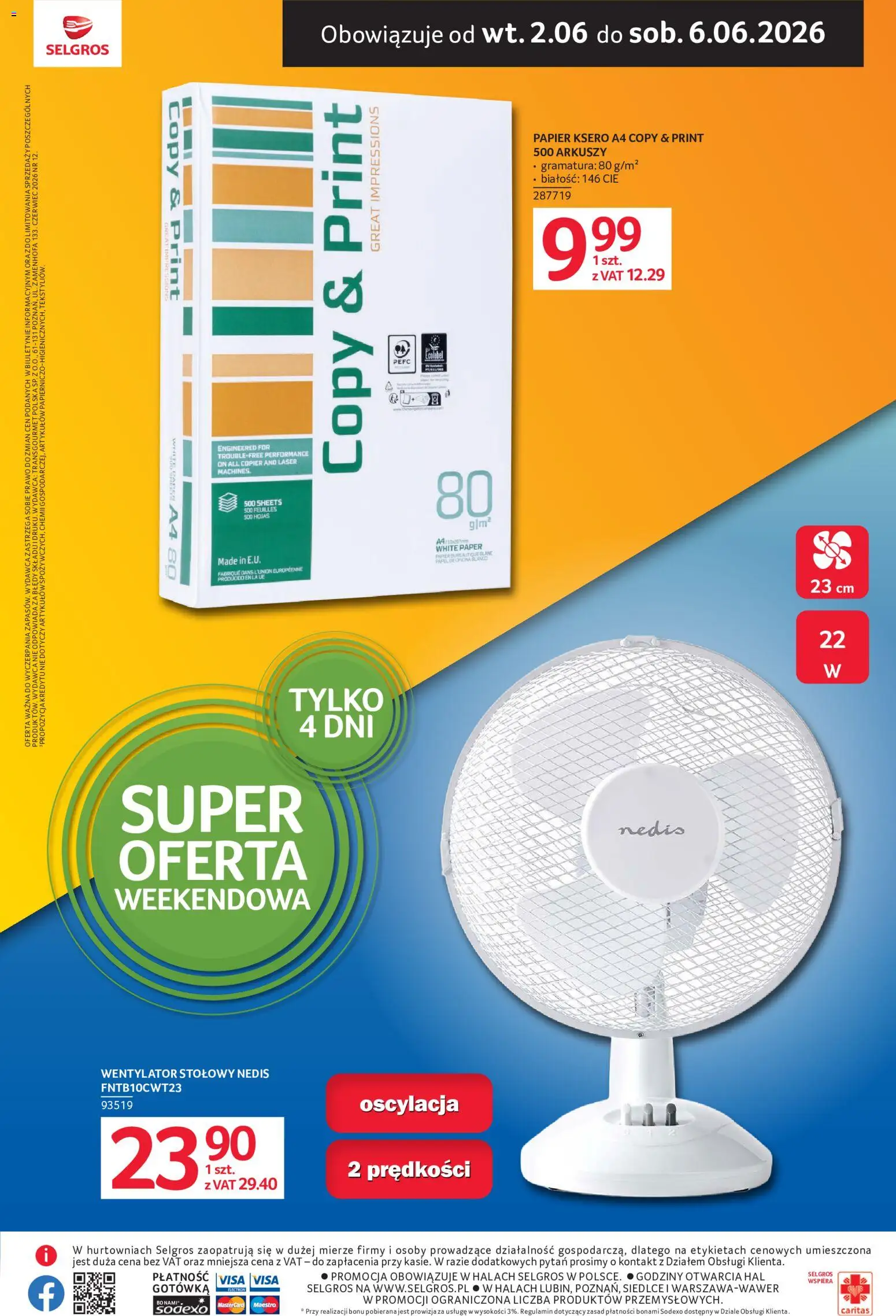 Selgros cash&carry gazetka - Oferta weekendowa od 02.06.2026 | Strona: 2 | Produkty: Wentylator, Papier ksero