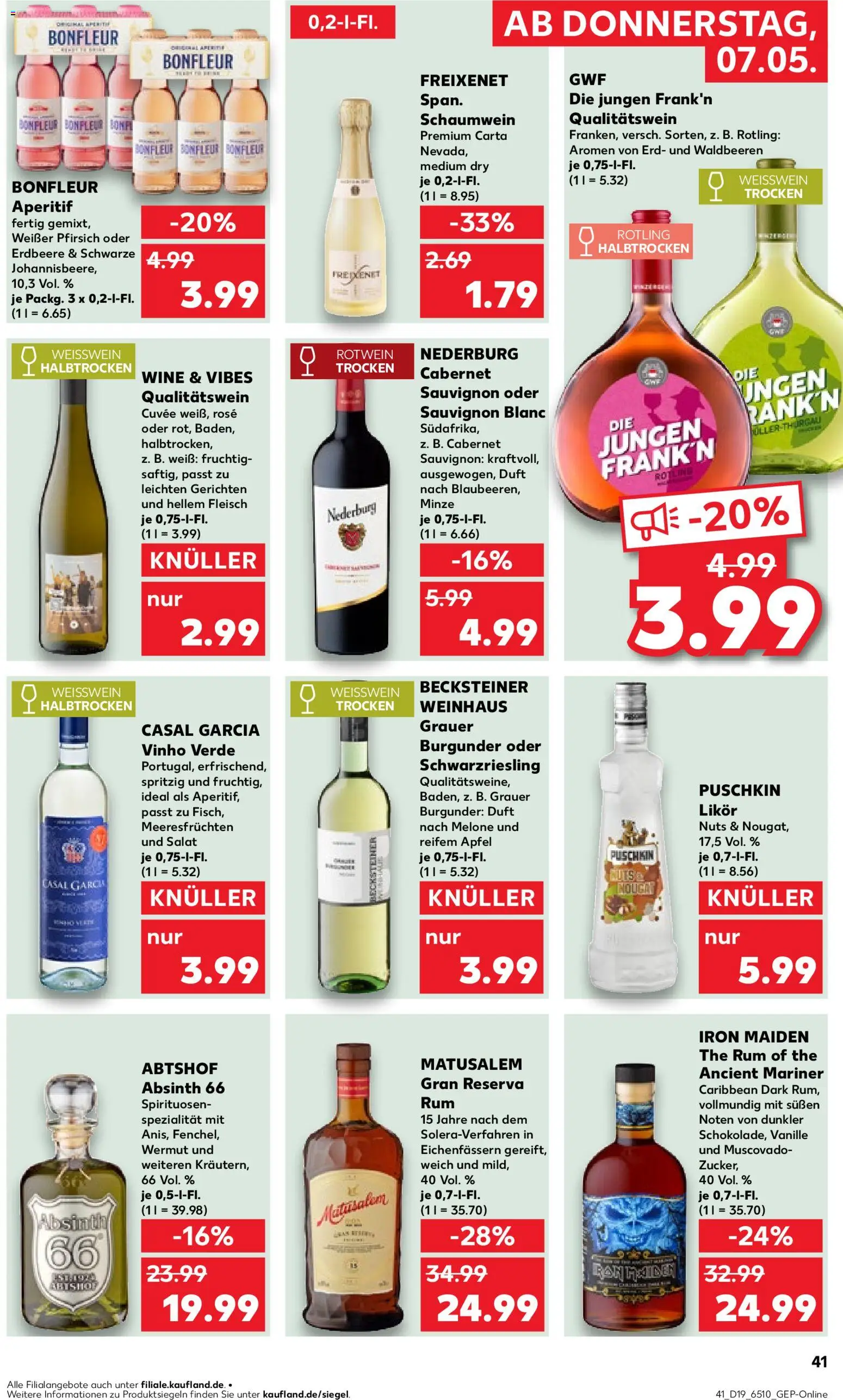 Kaufland Prospekt Köln	 – gültig ab 07.05.2026 | Seite: 41 | Produkte: Likör, Rum, Duft, Fisch