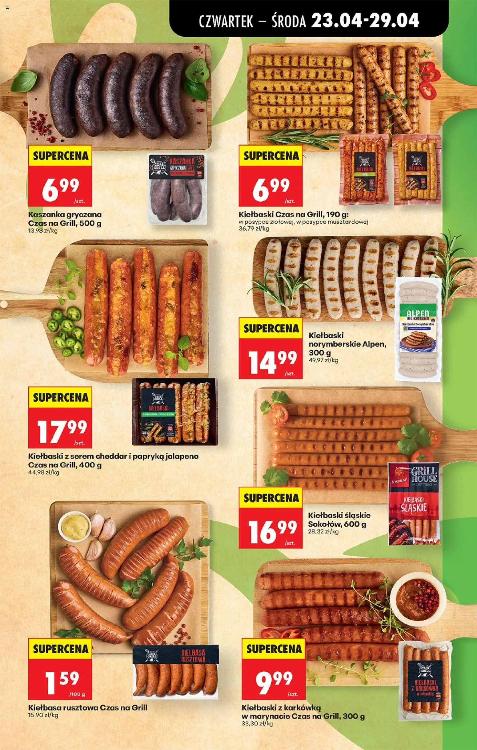 Biedronka gazetka od czwartku od 23.04.2026 | Strona: 49 | Produkty: Papryka jalapeno, Grill, Kiełbaski, Cheddar