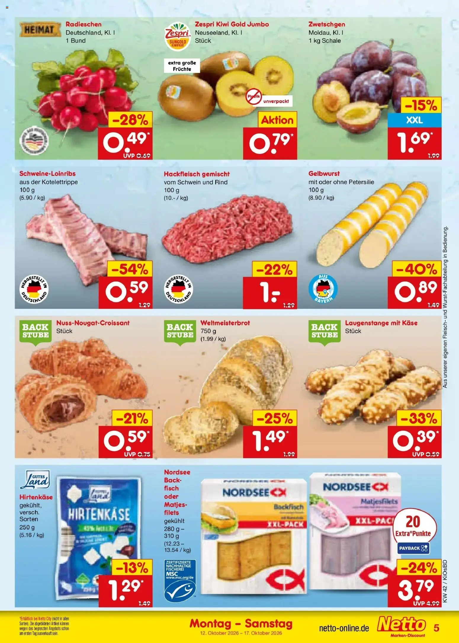 Netto Marken-Discount Prospekt Mistelbach (ab 12.10.2026) » Angebote | Seite: 5 | Produkte: Käse, Zwetschgen, Petersilie, Hackfleisch