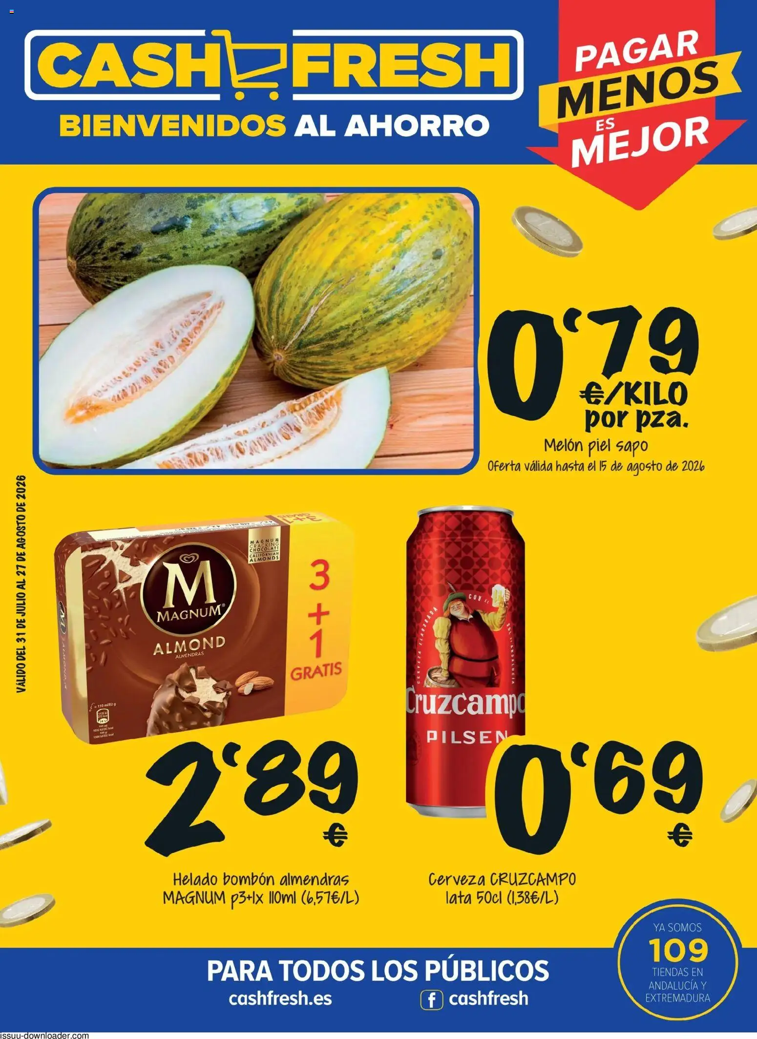 Cash Fresh folleto Activación Agosto │ válido desde el 31/07/2026 | Página: 1 | Productos: Melón, Helado bombón, Cerveza, Helado