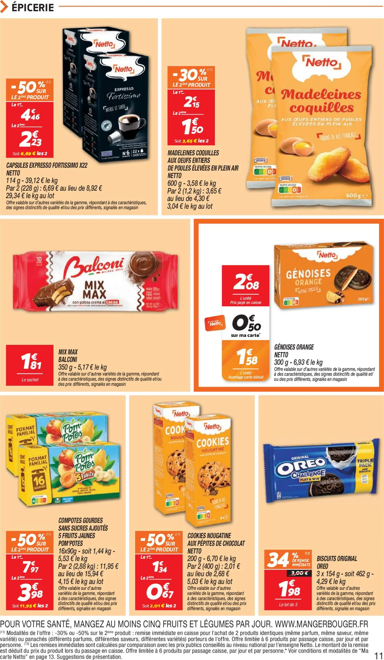 {H1} | Page: 11 | Produits: Cacao, Madeleines, Farine, Cookies