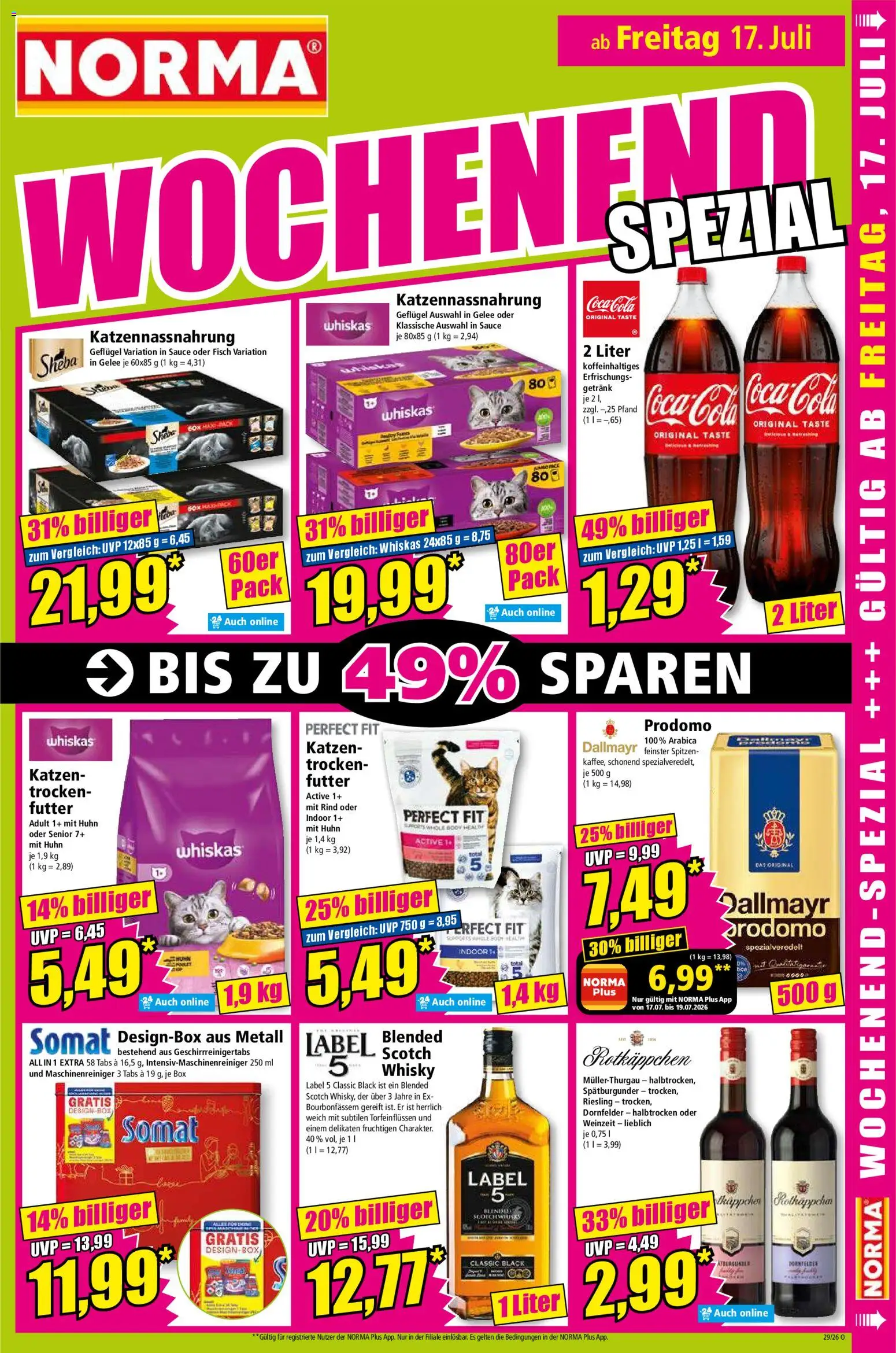 Norma Prospekt – gültig ab 13.07.2026 | Seite: 15 | Produkte: Whisky, Fisch, Dallmayr, Whiskas