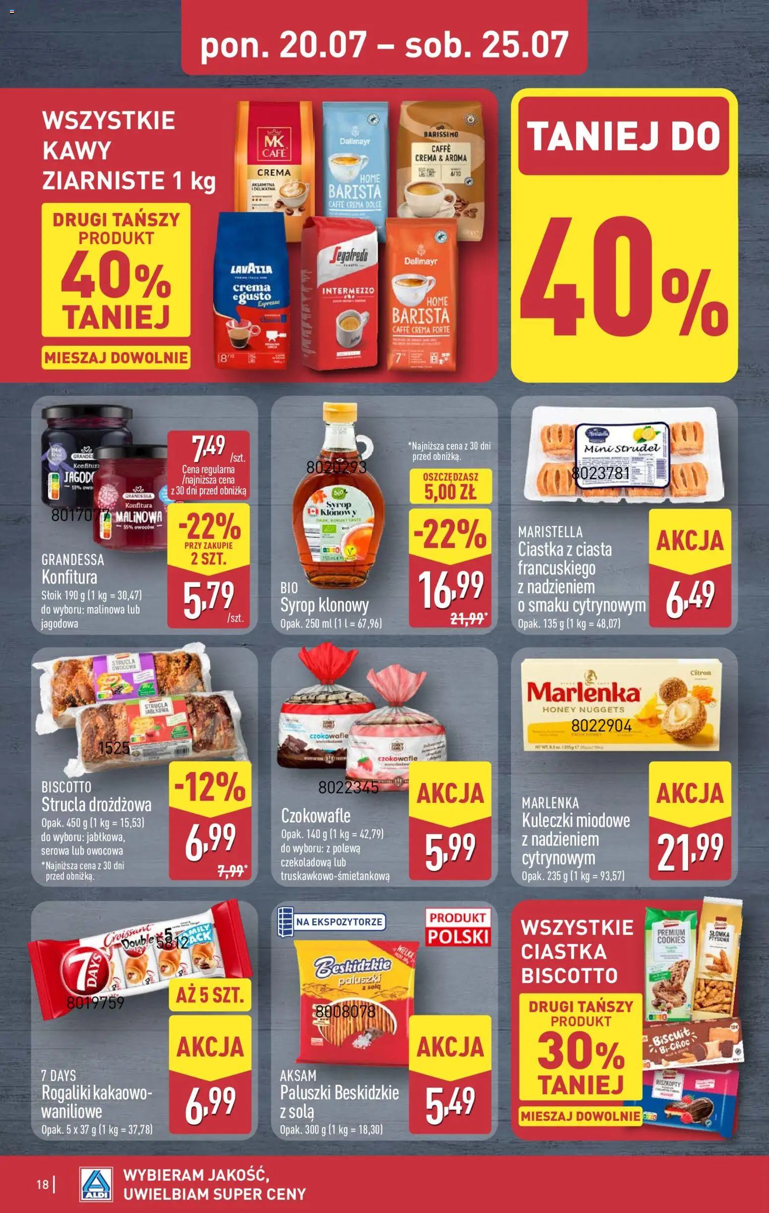 Aldi Polsko leták od 20.07.2026 | Strana: 18 | Produkty: Cookies, Lavazza, Crema, Caffè crema