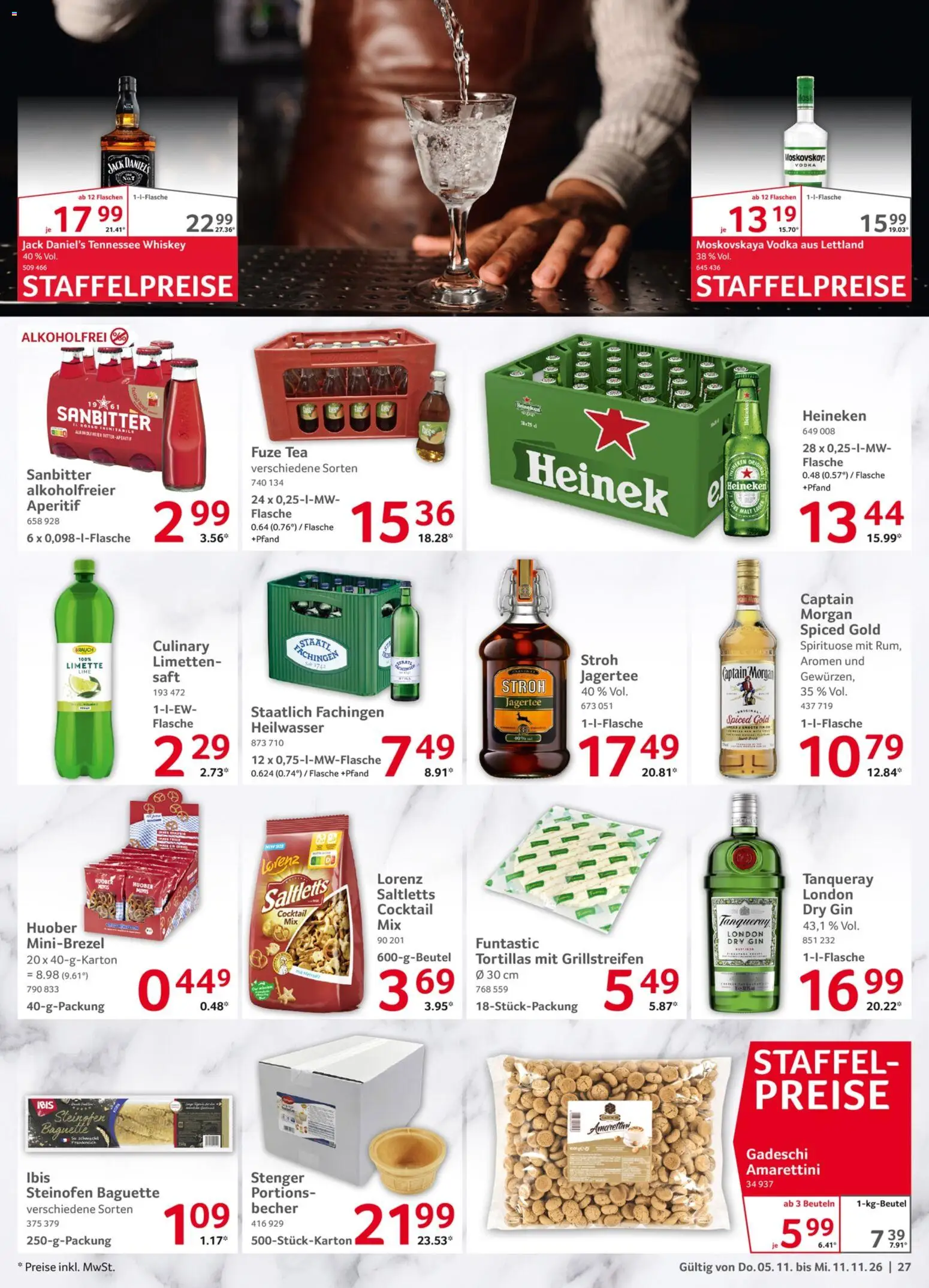 Selgros Prospekt – gültig ab 05.11.2026 | Seite: 27 | Produkte: Fuze tea, Limetten, Jack Daniel's, Captain morgan