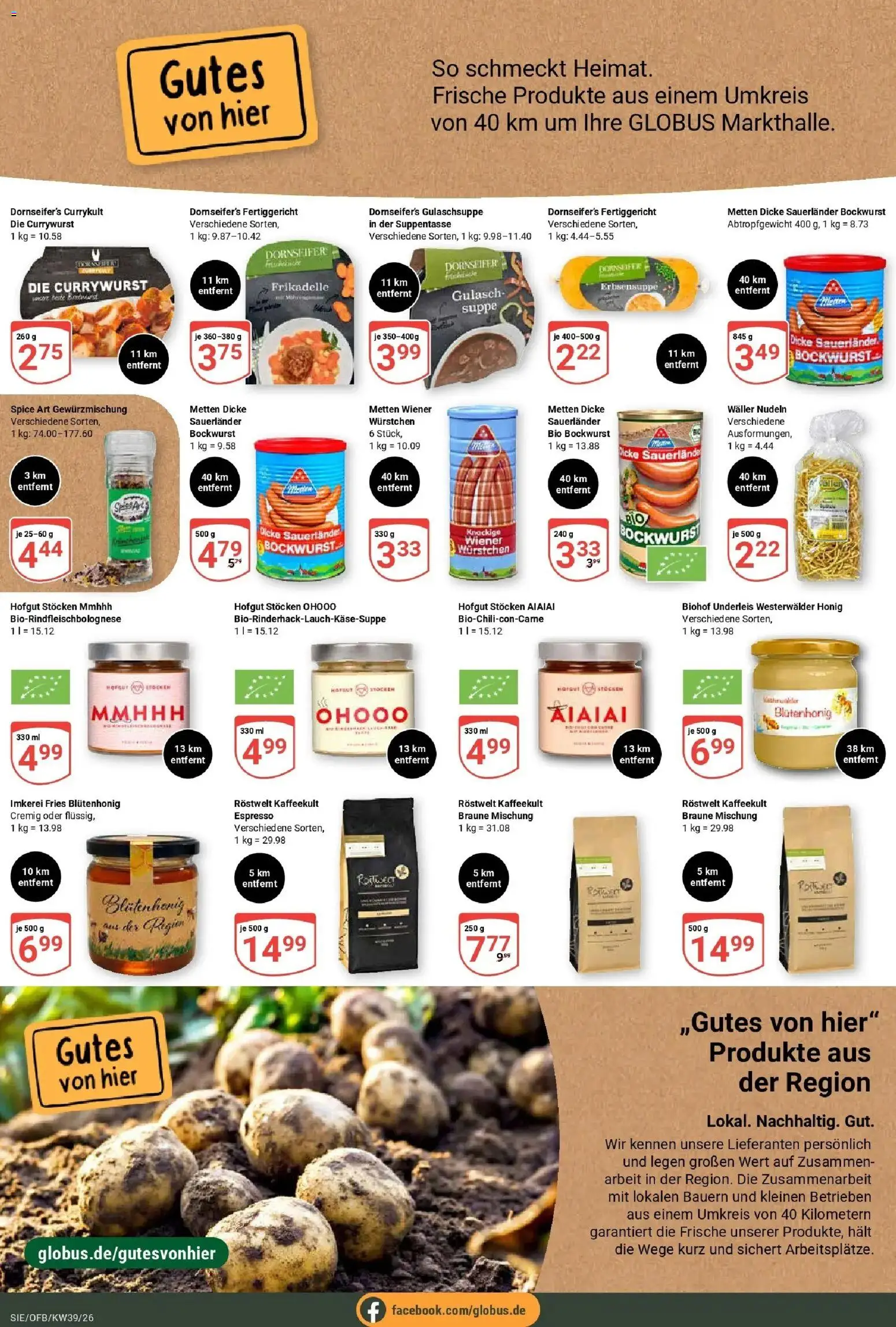 Globus Prospekt Siegen (ab 21.09.2026) » Angebote online | Seite: 25 | Produkte: Bockwurst, Dicke sauerlander bockwurst, Gulasch, Nudeln
