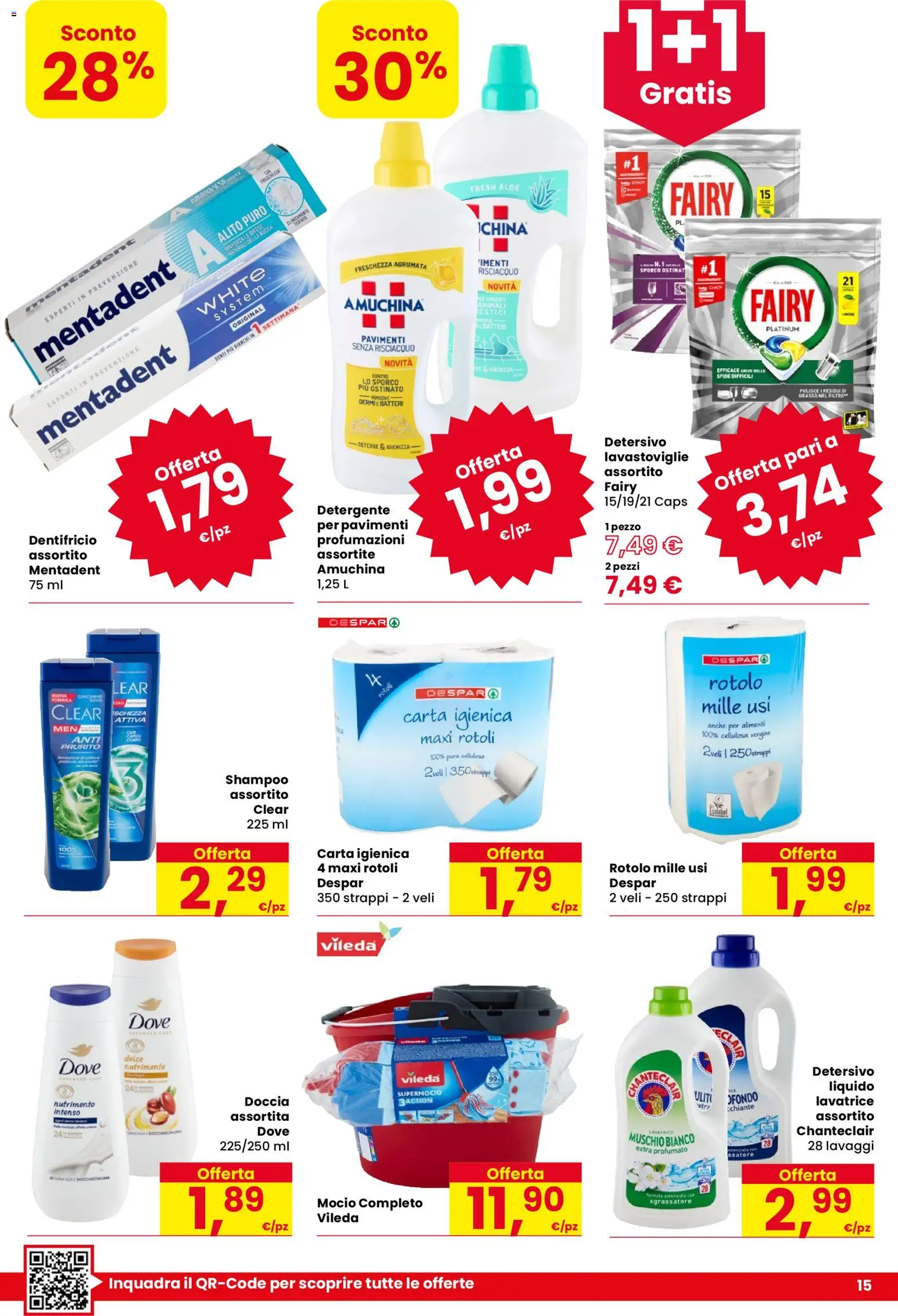Volantino Despar del 20/08/2026 | Pagina: 15 | Prodotti: Shampoo, Detergente, Sgrassatore, Doccia