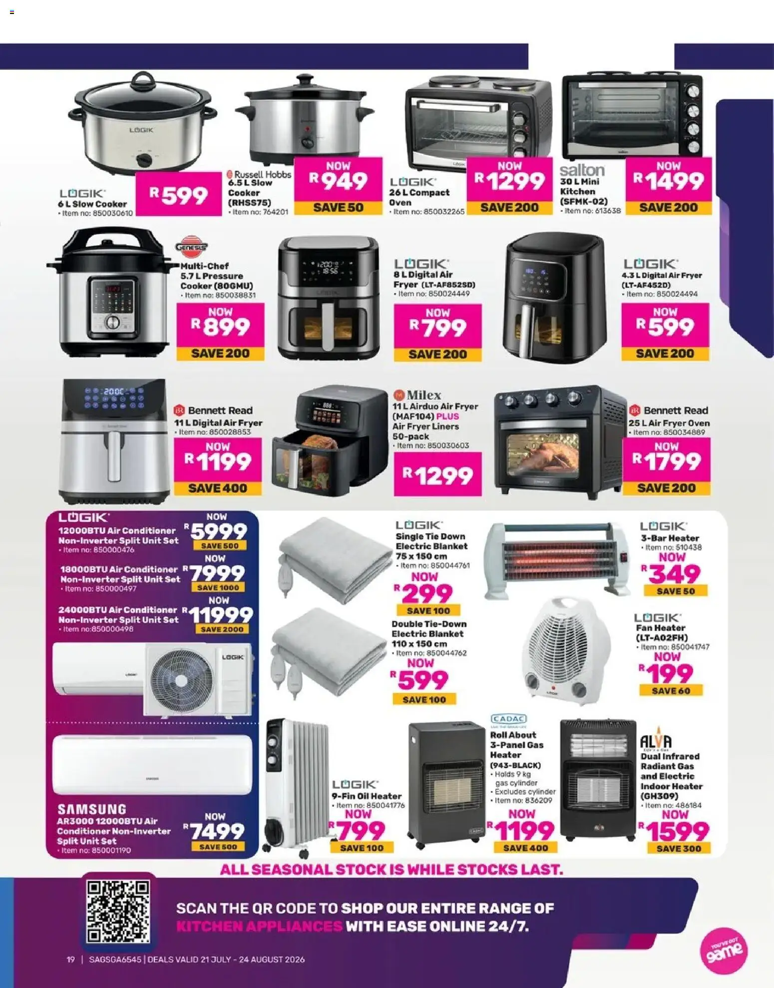 Game Catalogue electronics mania valid from 21/07/2026 | Page: 19 | Products: Slow cooker, Blanket, Heater, Oven
