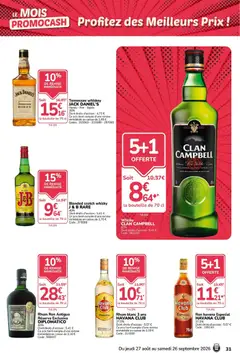 Promocash - Prévisualisation de Promocash catalogue valide à partir de 27/08/2026 | Page: 31 | Produits: Whisky, Clan Campbell, Jack Daniel's, Rhum blanc