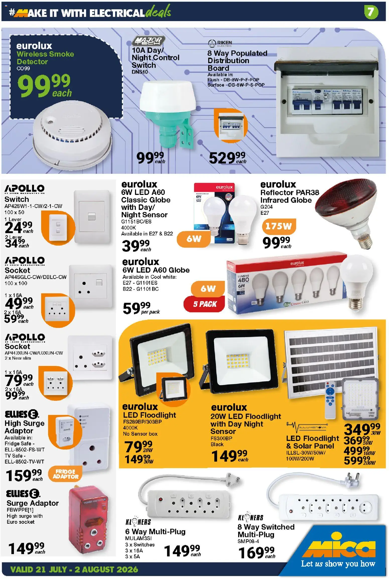 New MICA catalogue – valid from 21/07/2026 | Page: 7 | Products: Socket, Fridge, Switch, Peach