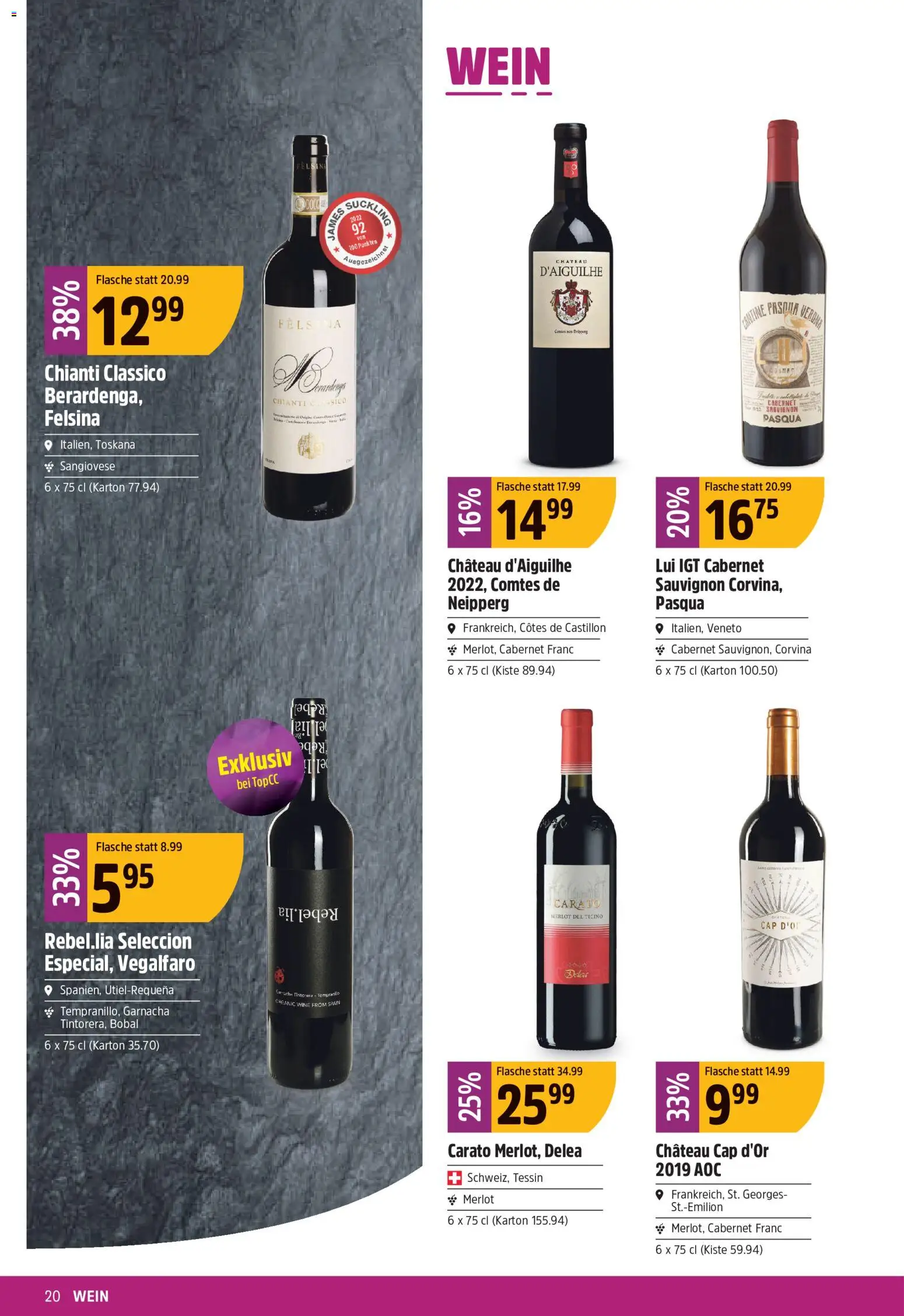 TopCC aktionen – gültig ab 07.09.2026 | Seite: 20 | Produkte: Merlot, Wein