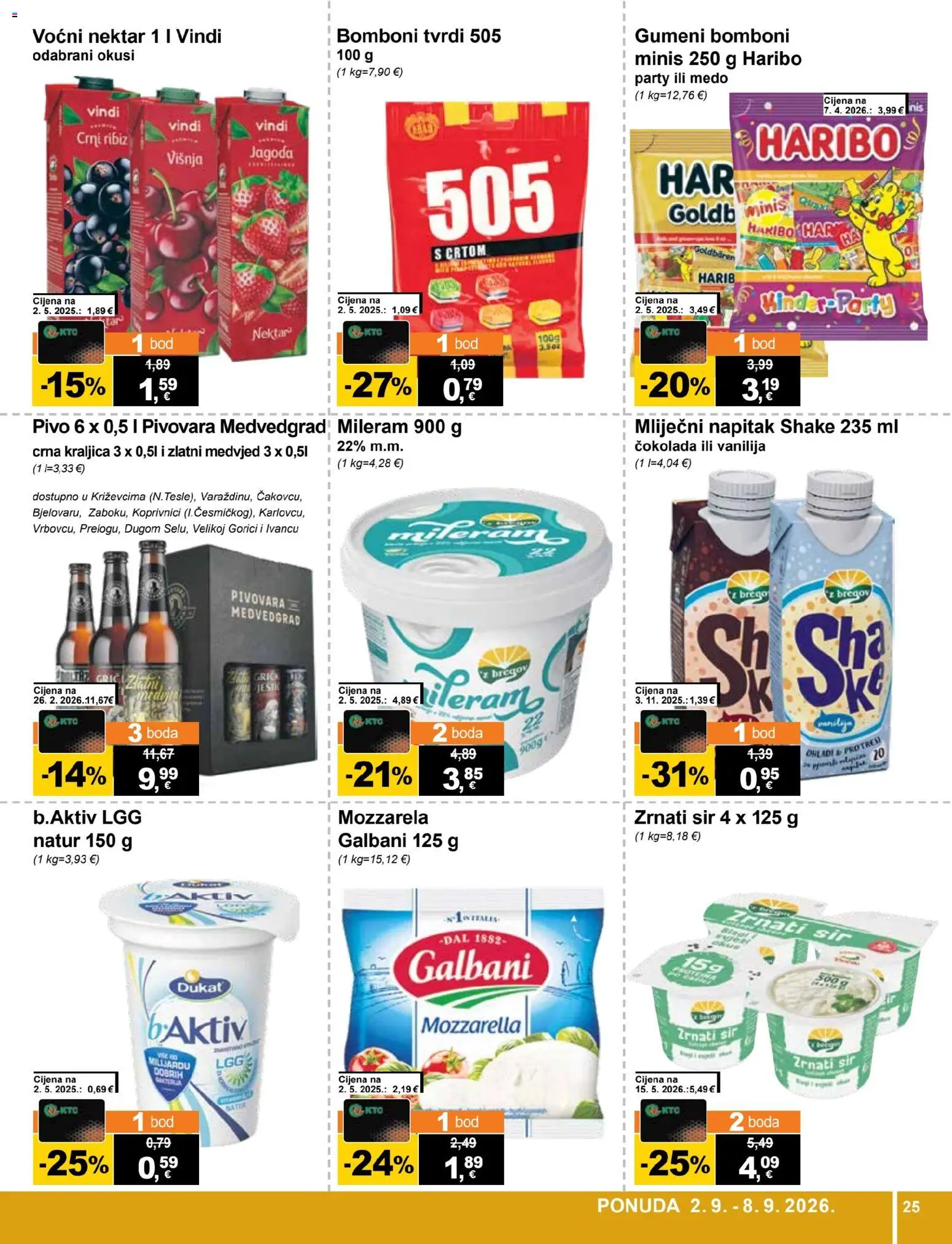 KTC katalog | vrijedi od 02.09.2026 | Stranica: 25 | Proizvodi: Sir, Pivo, Bomboni, Napitak