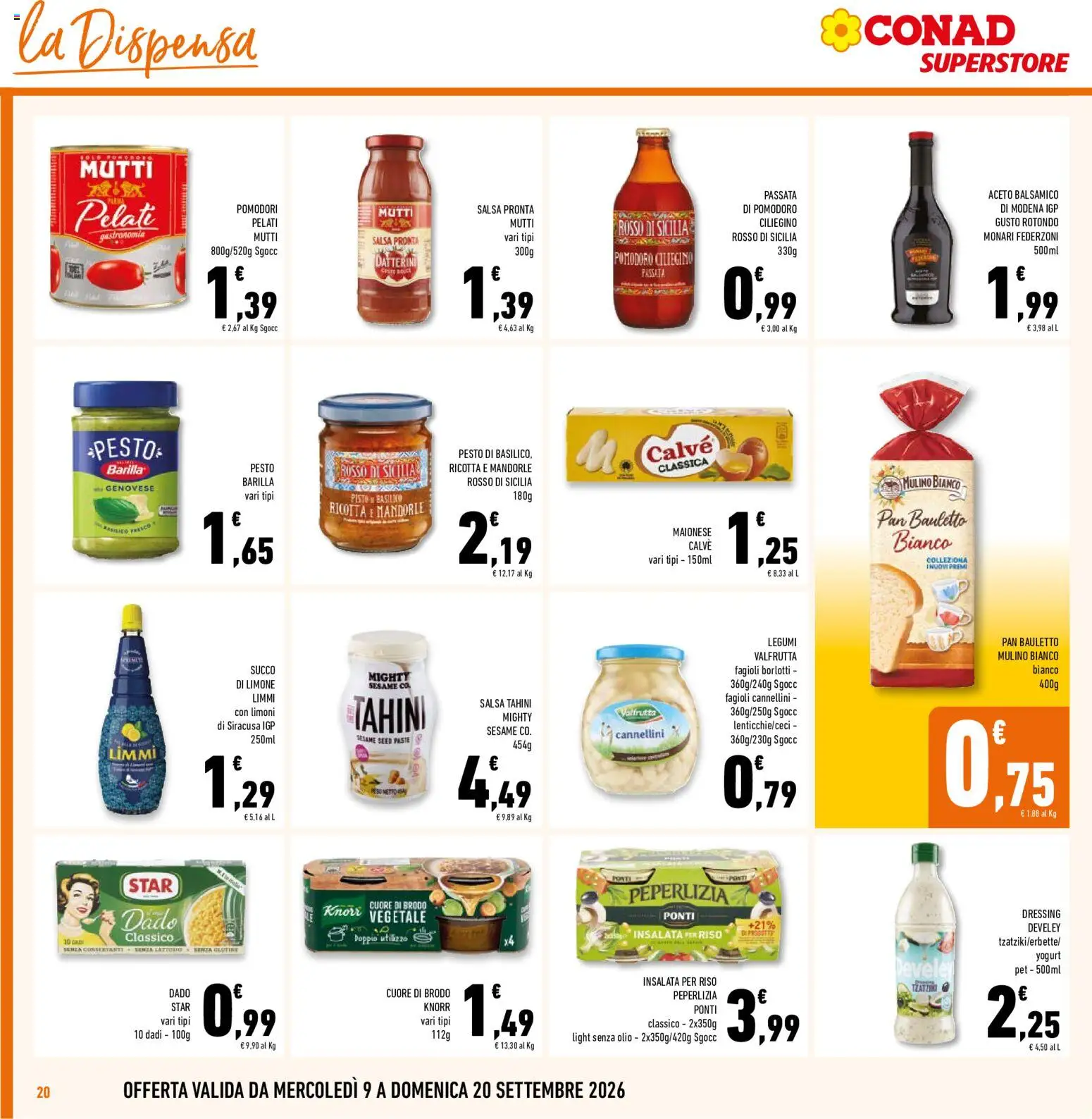 Volantino Conad del 09/09/2026 | Pagina: 20 | Prodotti: Riso, Barilla, Mutti, Mutti salsa