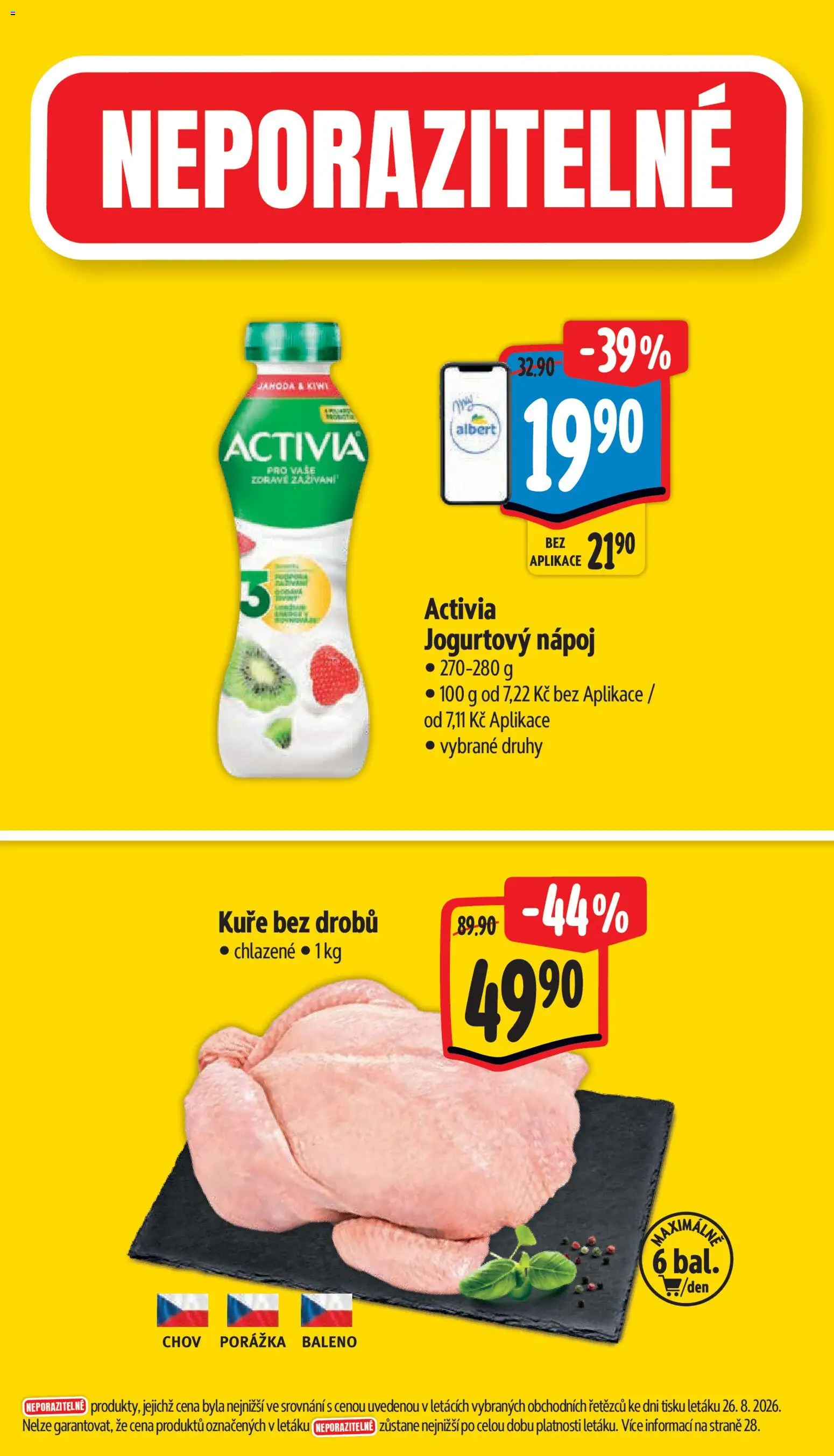 Albert leták - Hypermarket od 02.09.2026 | Strana: 2 | Produkty: Kiwi, Jogurtový nápoj, Kuře
