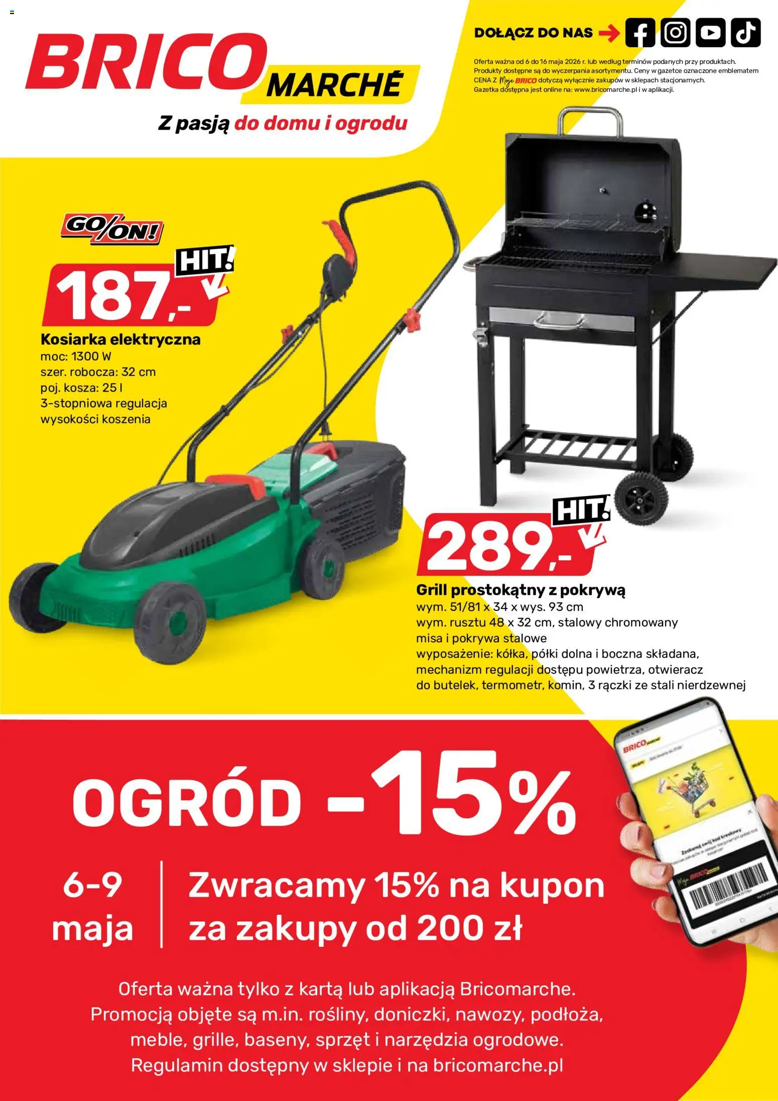 Brico Marché gazetka od 06.05.2026 | Strona: 1 | Produkty: Karta, Grill, Kosiarka