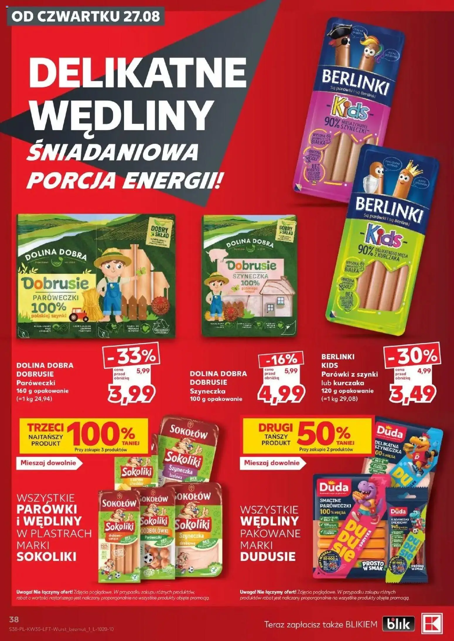 Kaufland gazetka od 27.08.2026 - od jutra PDF | Strona: 38 | Produkty: Parówki z szynki, Berlinki, Wędliny, Sól