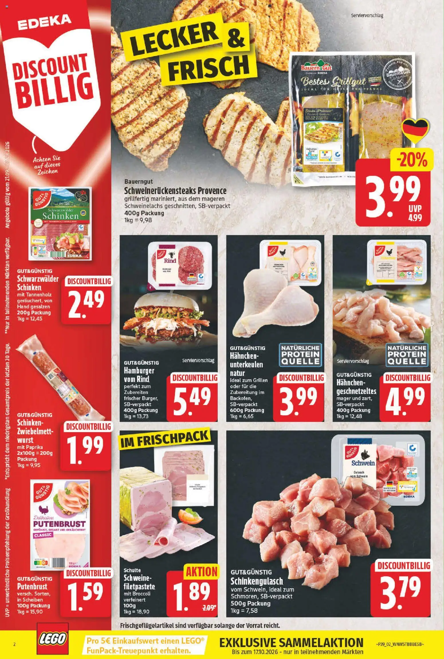 NP Discount Prospekt – gültig ab 21.09.2026 | Seite: 2 | Produkte: Hahnchen, Paprika, Wurst, Schinken