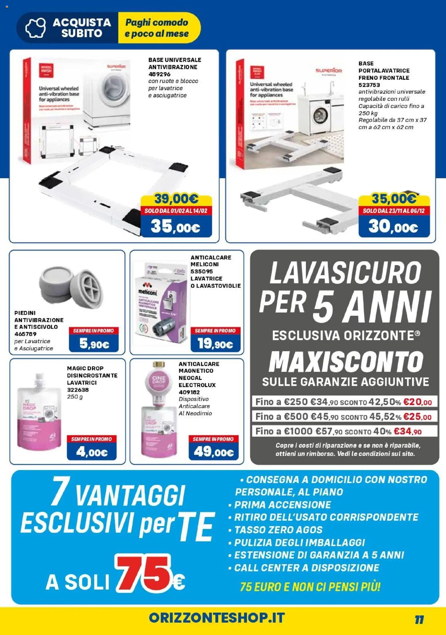 Volantino Orizzonte del 01/11/2026 | Pagina: 11 | Prodotti: Anticalcare, Lavatrice, Asciugatrice, Lavastoviglie