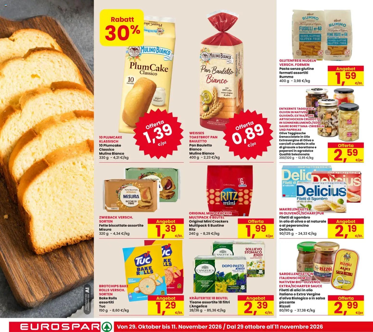 Volantino Eurospar del 29/10/2026 | Pagina: 18 | Prodotti: Peperoni, Carciofi, Fusilli, Penne