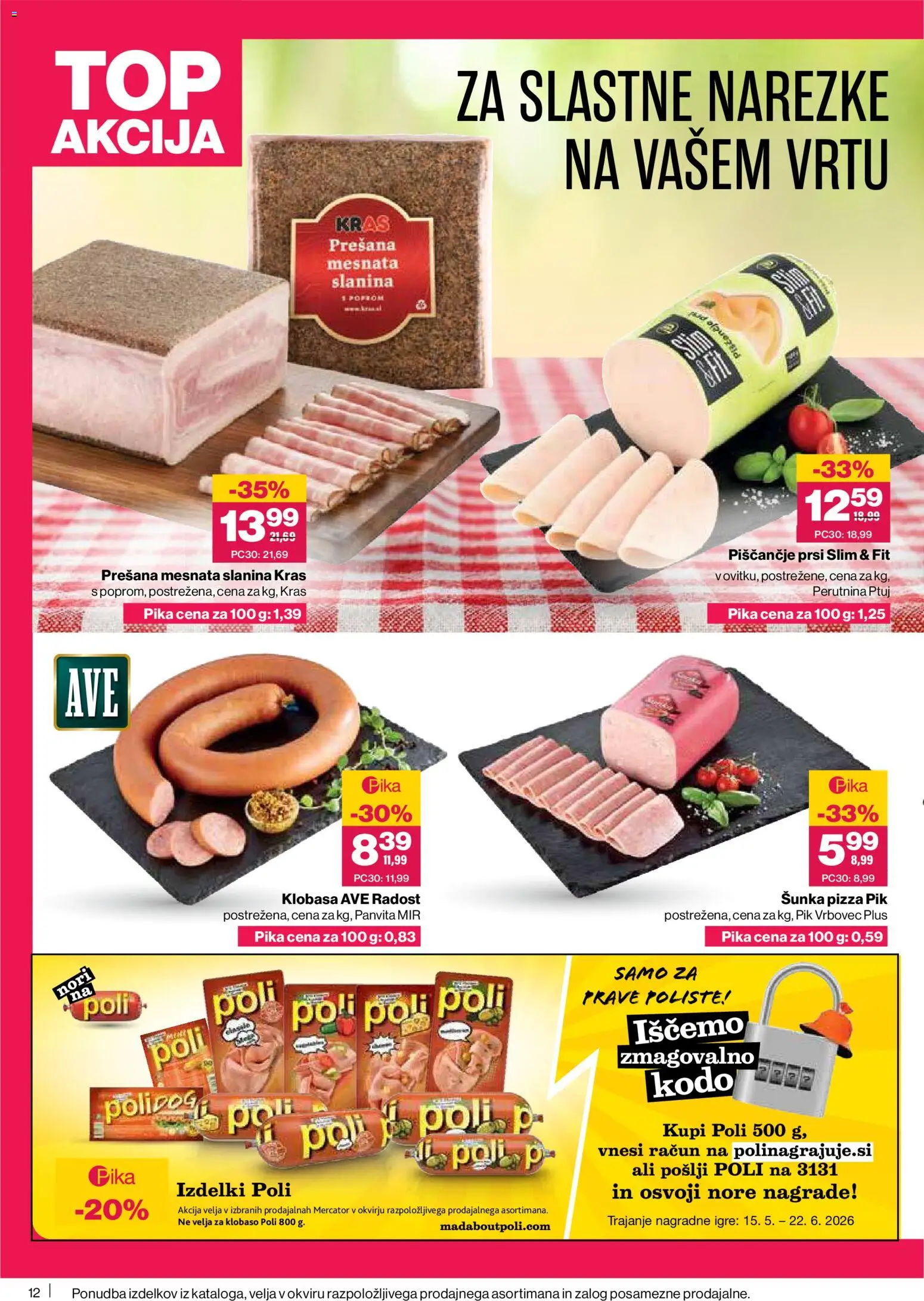 Novi Mercator katalog ponudbe – veljaven od 28.05.2026 | Stran: 12 | Izdelki: Slanina, Sunka