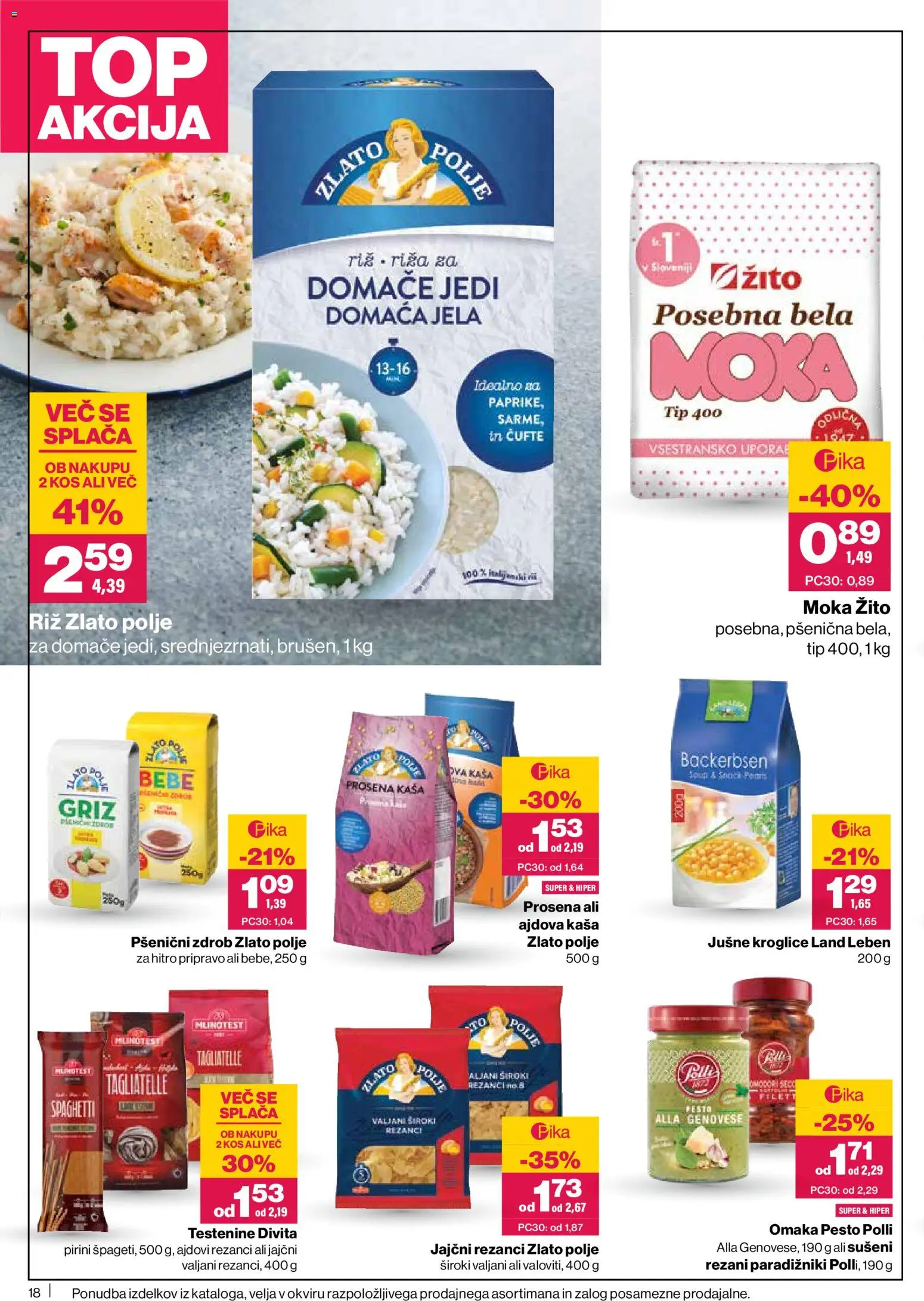 Novi Mercator katalog ponudbe – veljaven od 11.06.2026 | Stran: 18 | Izdelki: Zdrob, Kos, Jušne kroglice, Testenine