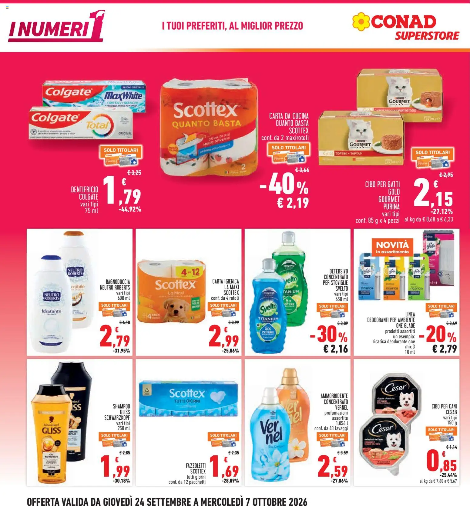 Volantino Conad del 24/09/2026 | Pagina: 6 | Prodotti: Deodorante, Ammorbidente, Detergente, Bagno