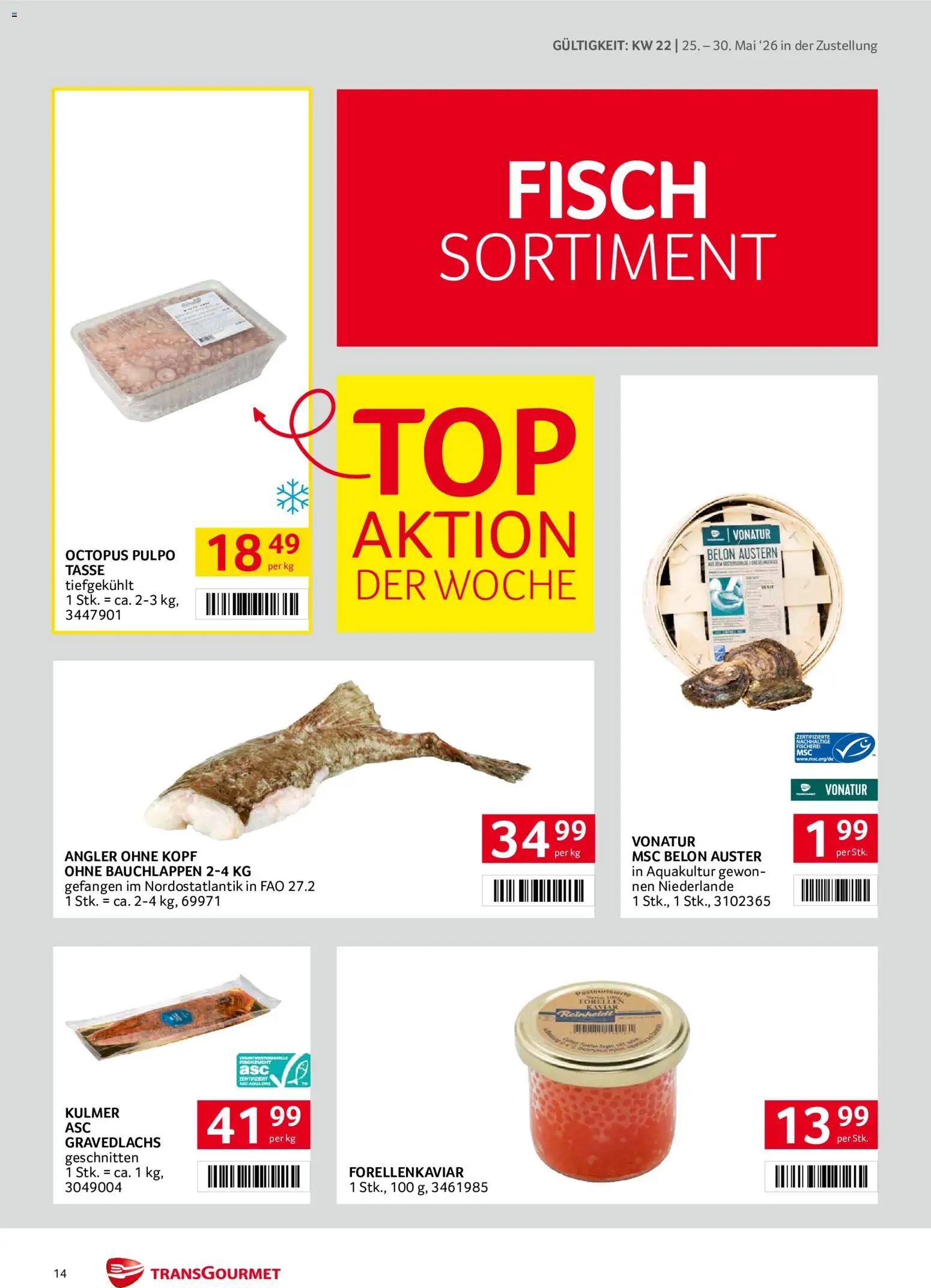 Transgourmet Zustellaktion gültig ab 25.05.2026 | Seite: 14 | Produkte: Fisch