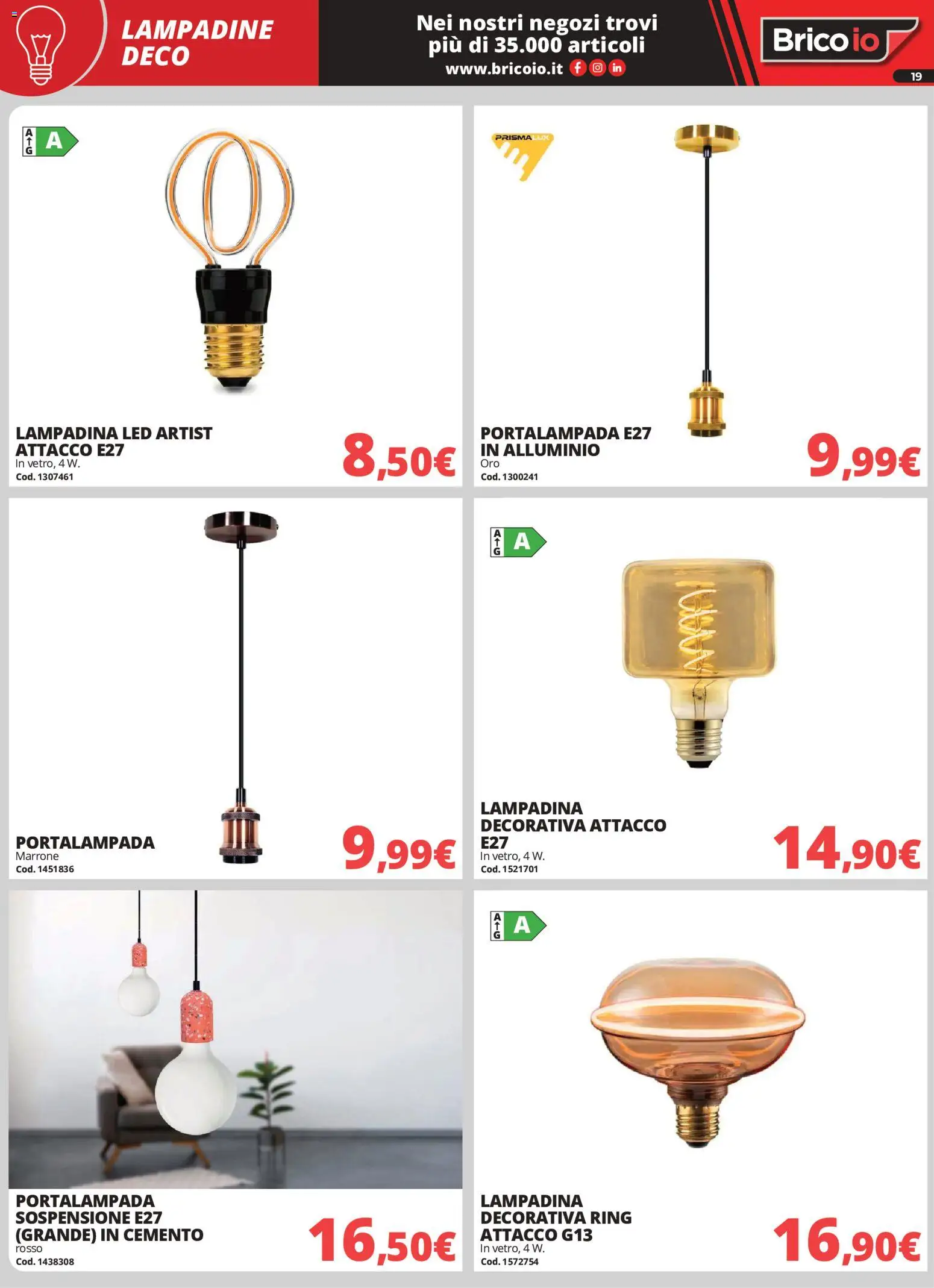 Volantino Brico io del 01/10/2026 | Pagina: 19 | Prodotti: Alluminio, Cemento, Lampadine