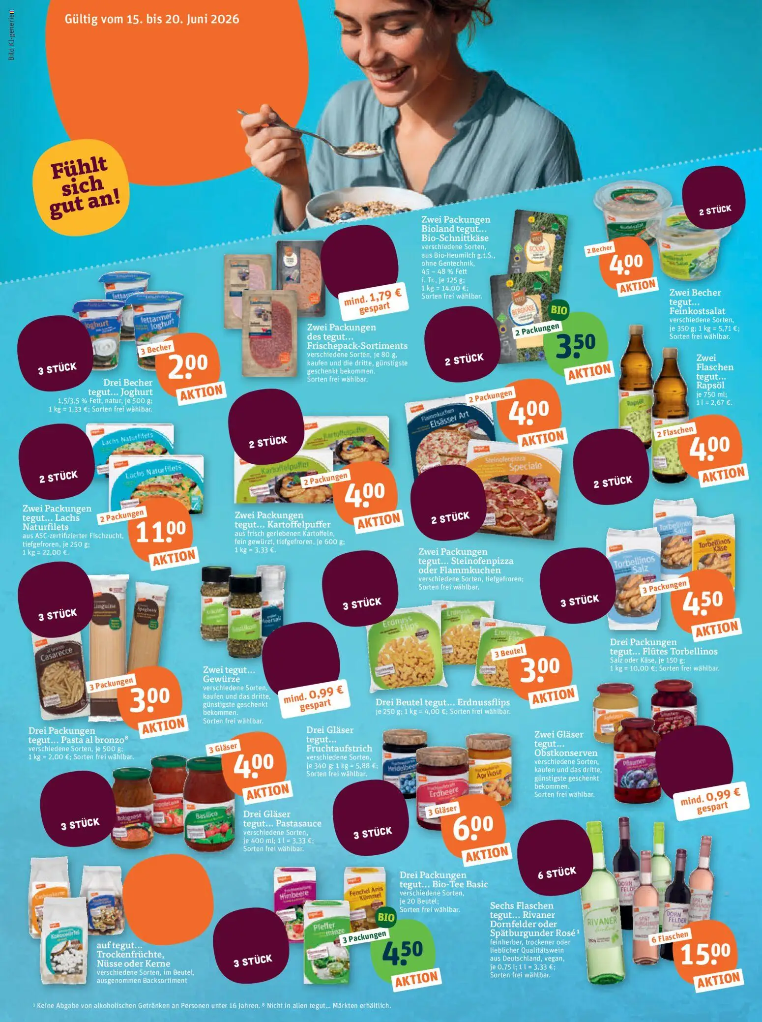 Tegut Prospekt – gültig ab 19.06.2026 | Seite: 2 | Produkte: Lachs, Gewürze, Pfeffer, Pasta