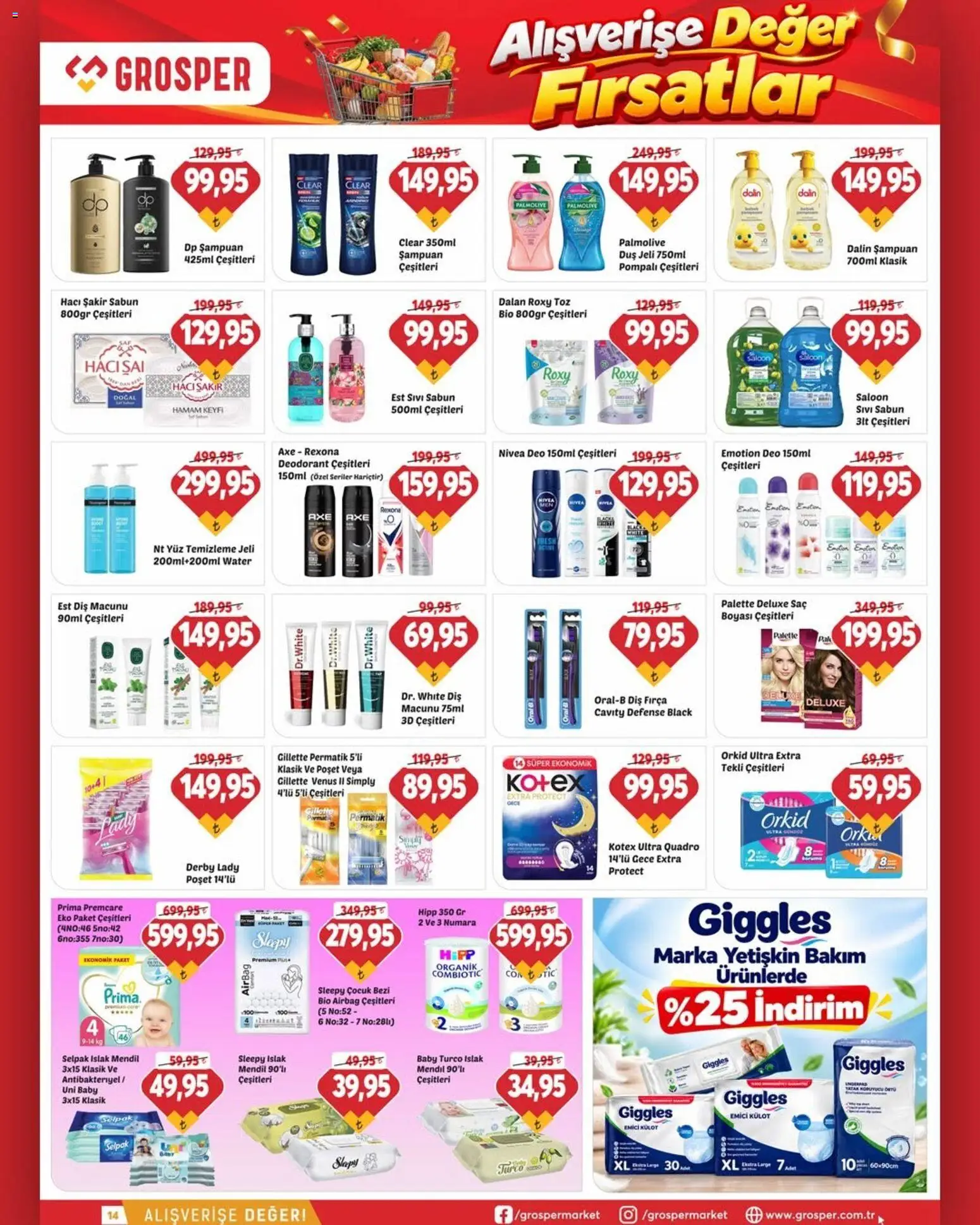 Grosper - Aktüel İndirim Katalog - 28 Ekim 2026 tarihinden itibaren geçerlidir | Sayfa: 1 | Ürünler: Mendil, Fırça, Deodorant, Külot