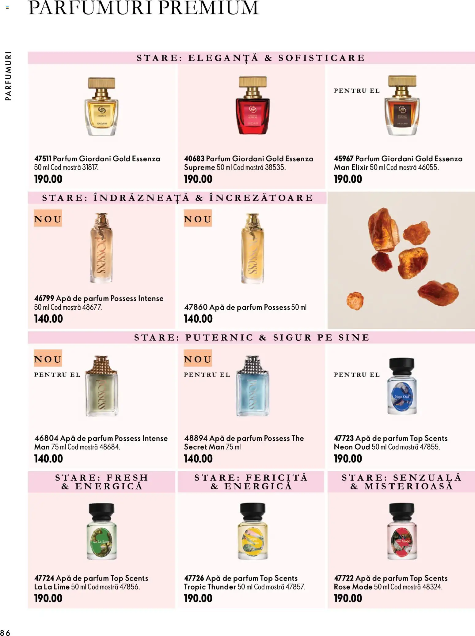 Noul catalog Oriflame – valabil de la 30.09.2026 | Pagină: 86 | Produse: Apă de parfum, Premium, Elixir, Intense
