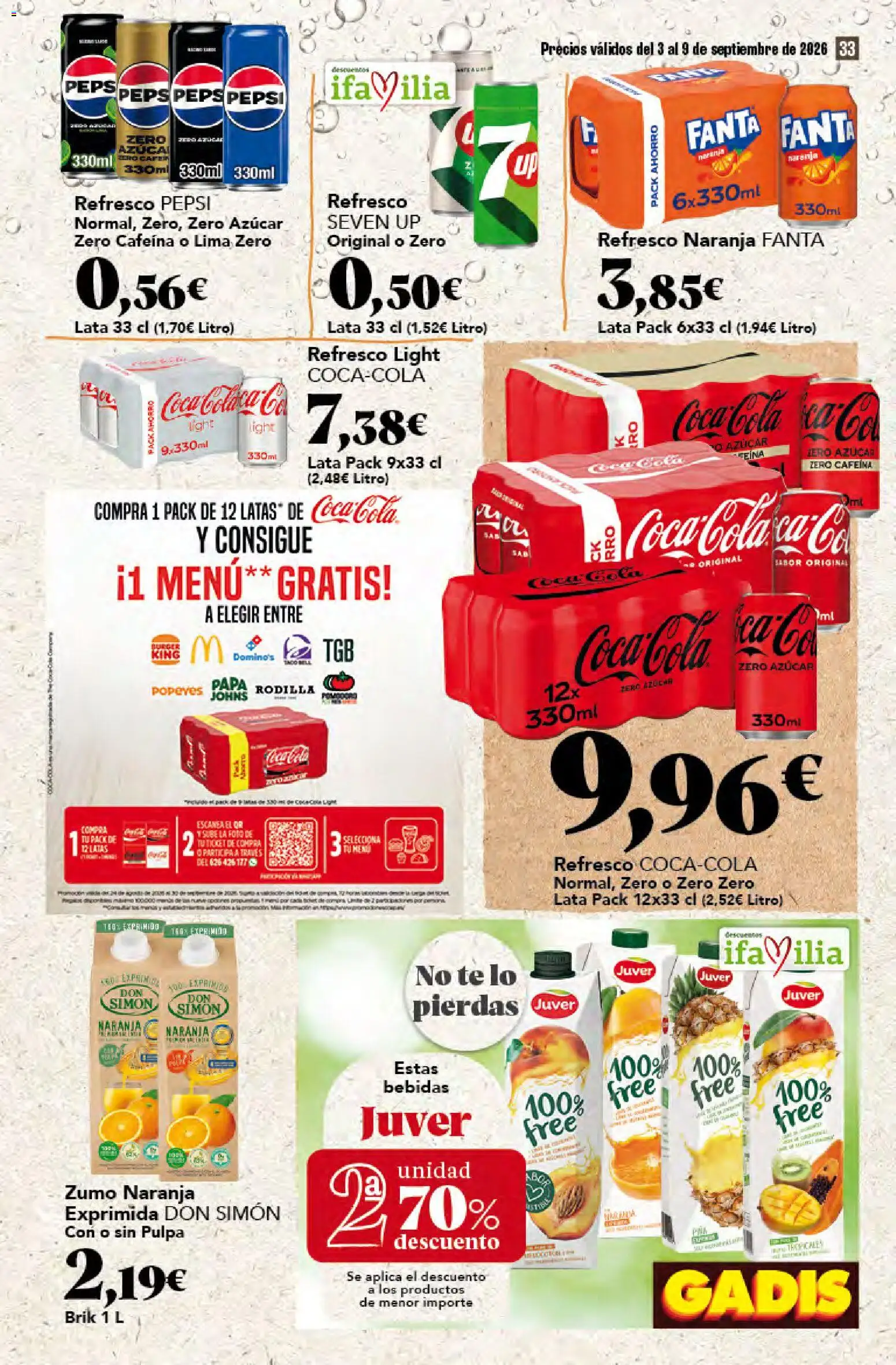 Gadis folleto │ válido desde el 03/09/2026 | Página: 33 | Productos: Zumo, Té, Pepsi, Bebidas