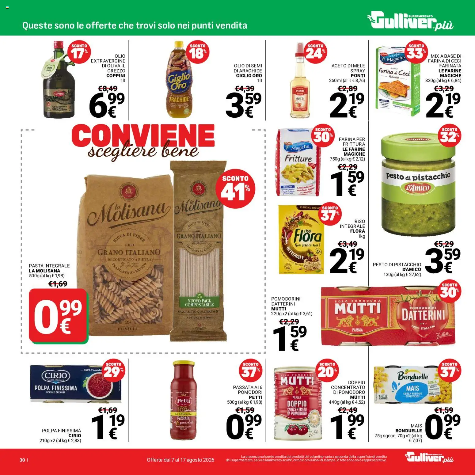 Volantino Gulliver del 07/08/2026 | Pagina: 30 | Prodotti: Riso, Ceci, Pomodoro, Pasta