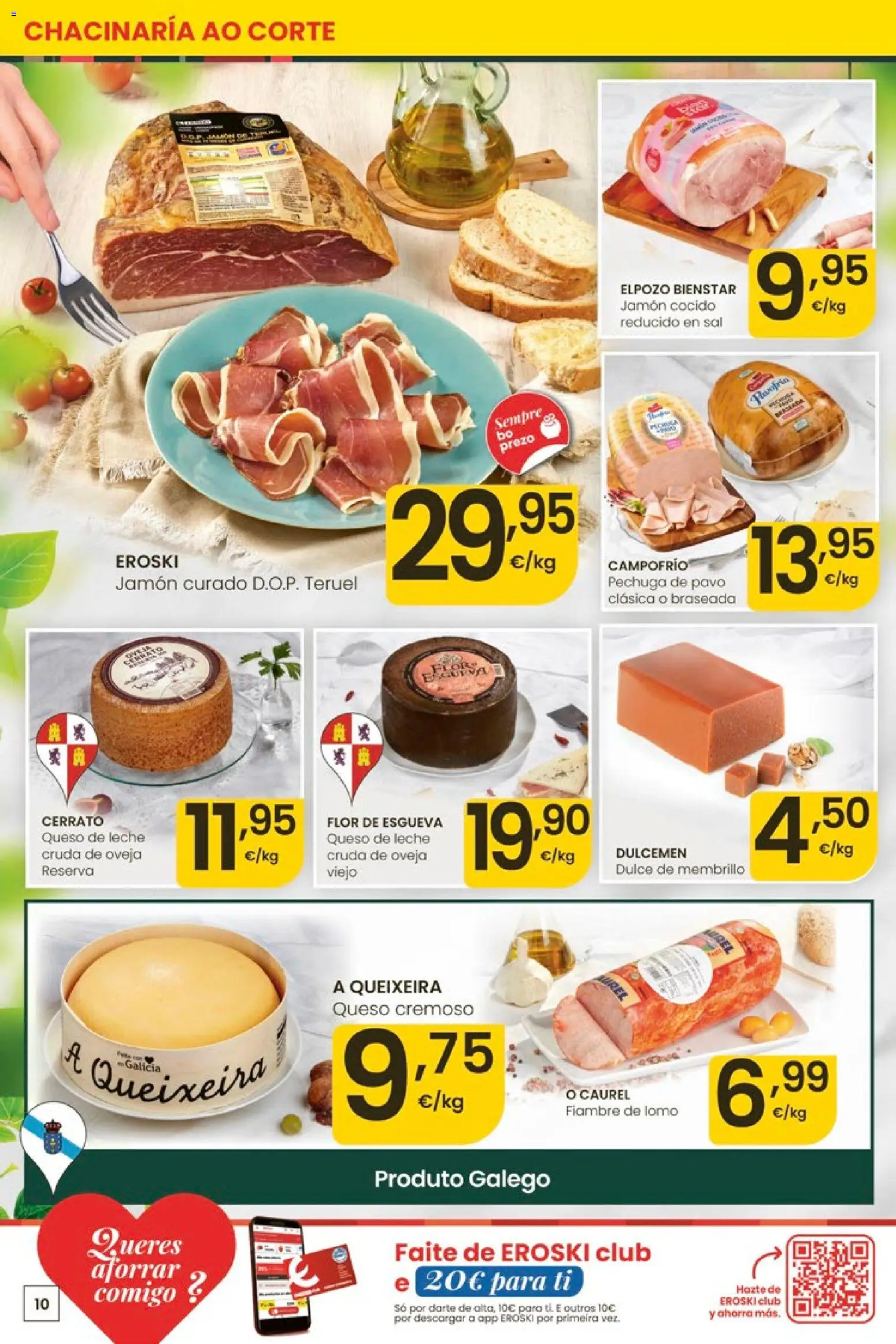 Eroski Quieres ahorrar conmigo │ válido desde el 14.05.2026 | Página: 10 | Productos: Leche, Queso, Jamón, Jamón cocido