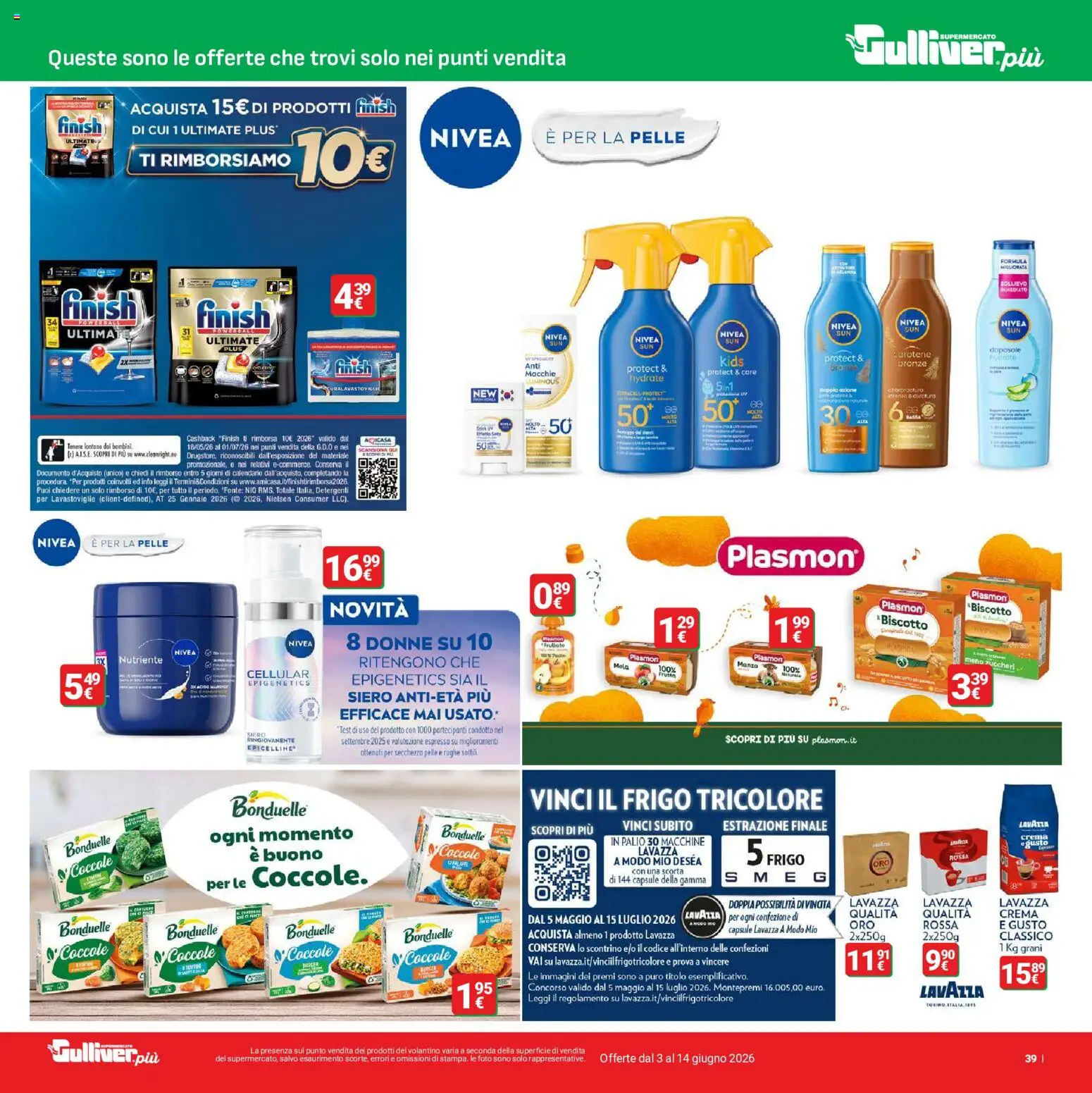 Volantino Gulliver del 03.06.2026 | Pagina: 39 | Prodotti: Crema, Frutta, Lavastoviglie, Lavazza