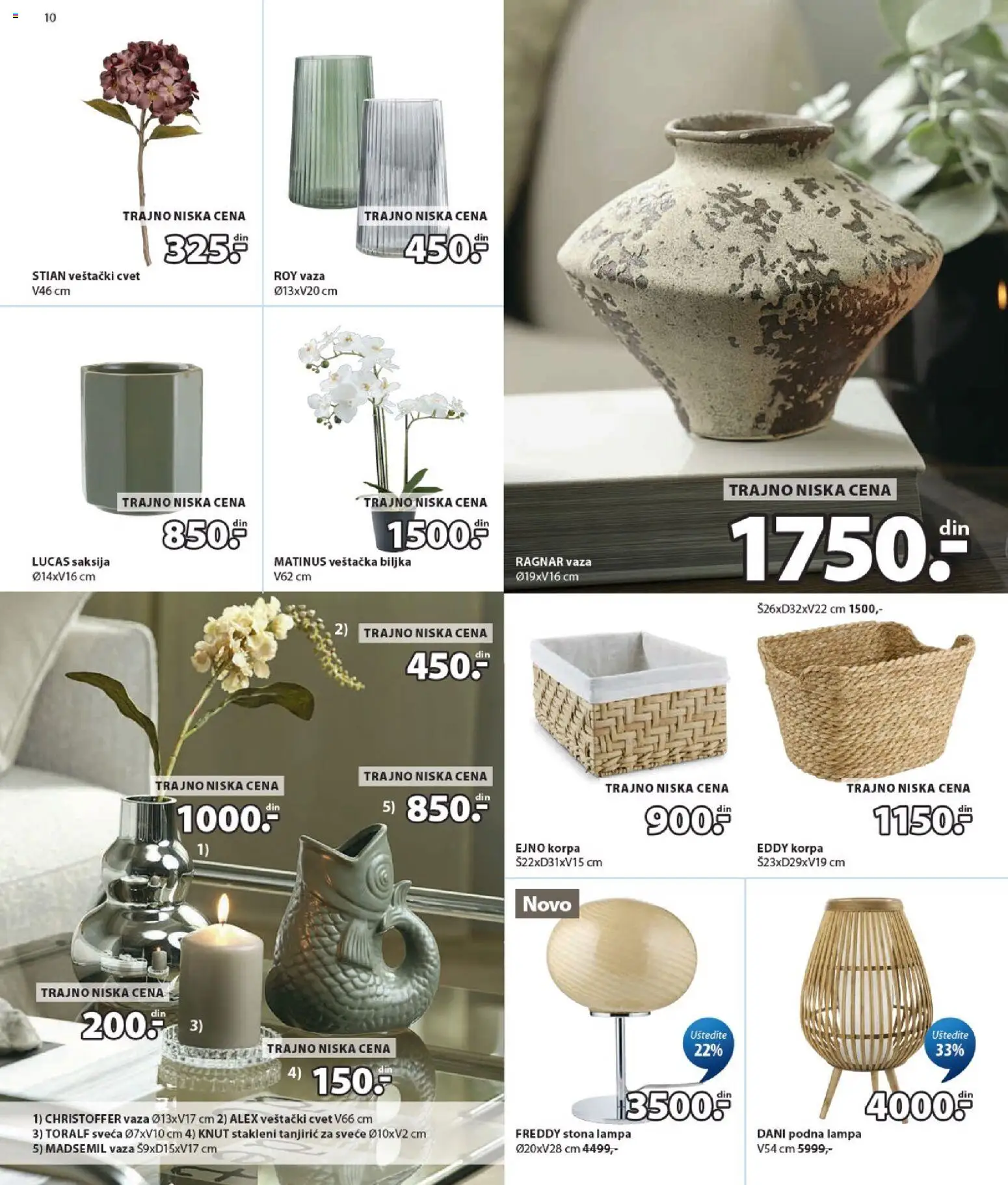 Jysk katalog - važi od 12.08.2026 | Strana: 10 | Proizvode: Sveće, Saksija, Stona lampa, Vaza