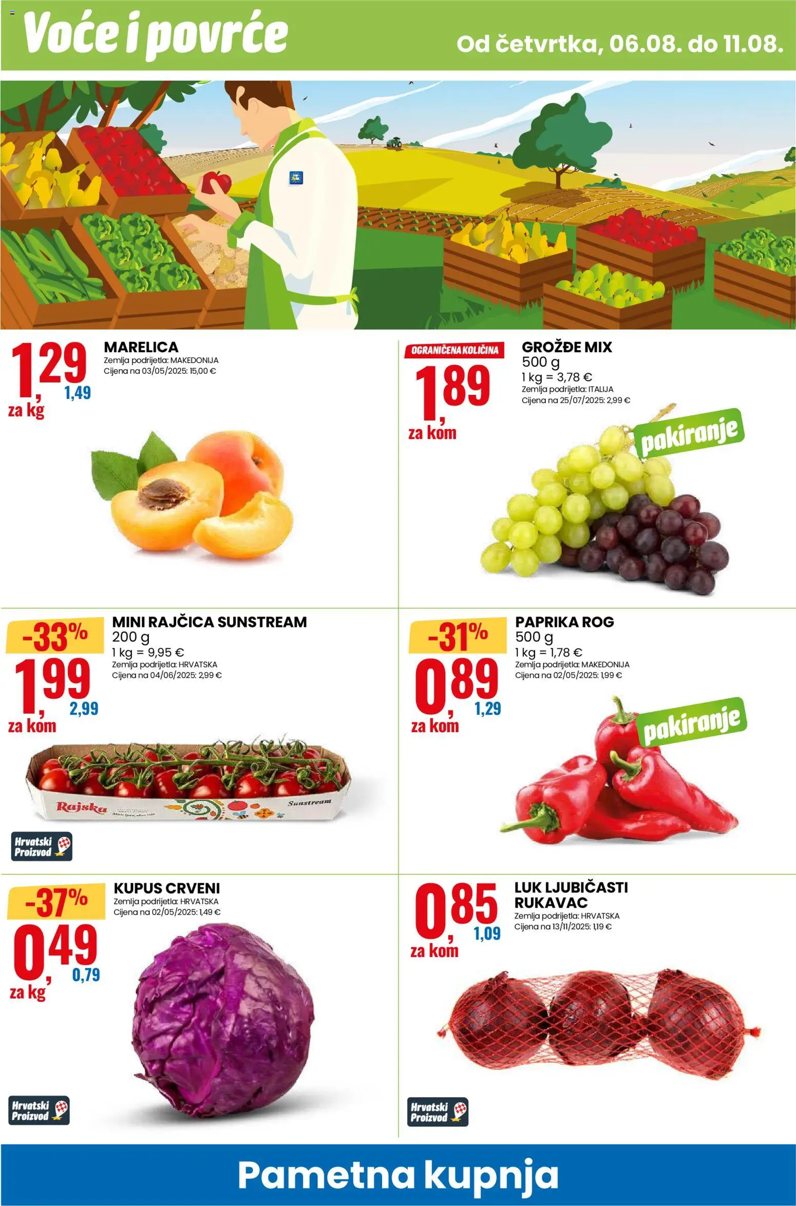 Eurospin katalog | vrijedi od 06.08.2026 | Stranica: 10 | Proizvodi: Crveni luk, Povrće, Voće, Kupus