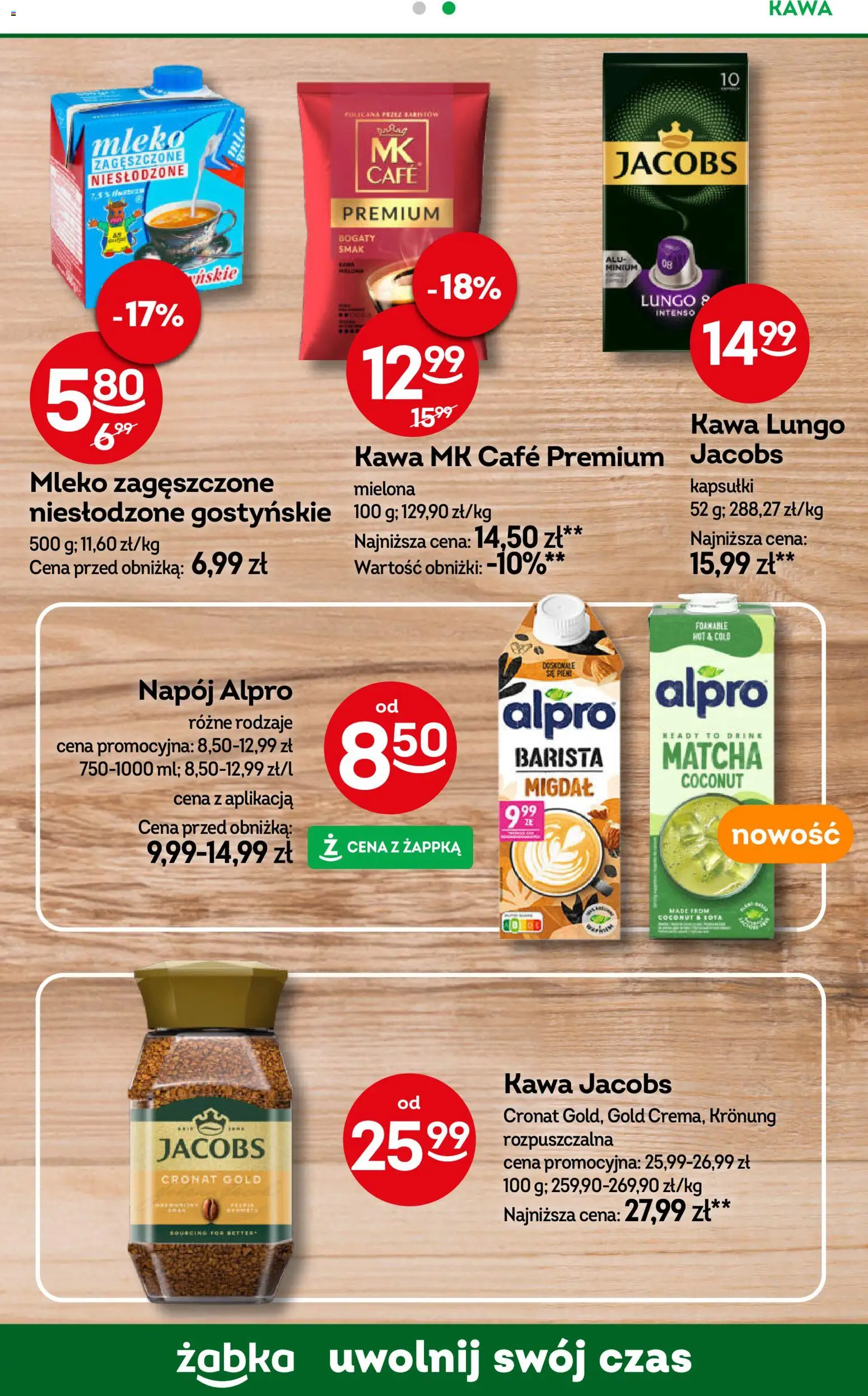 Żabka gazetka - Codzienne produkty od 15.07.2026 | Strona: 15 | Produkty: Mleko zagęszczone niesłodzone, Alpro, Mleko, Kawa