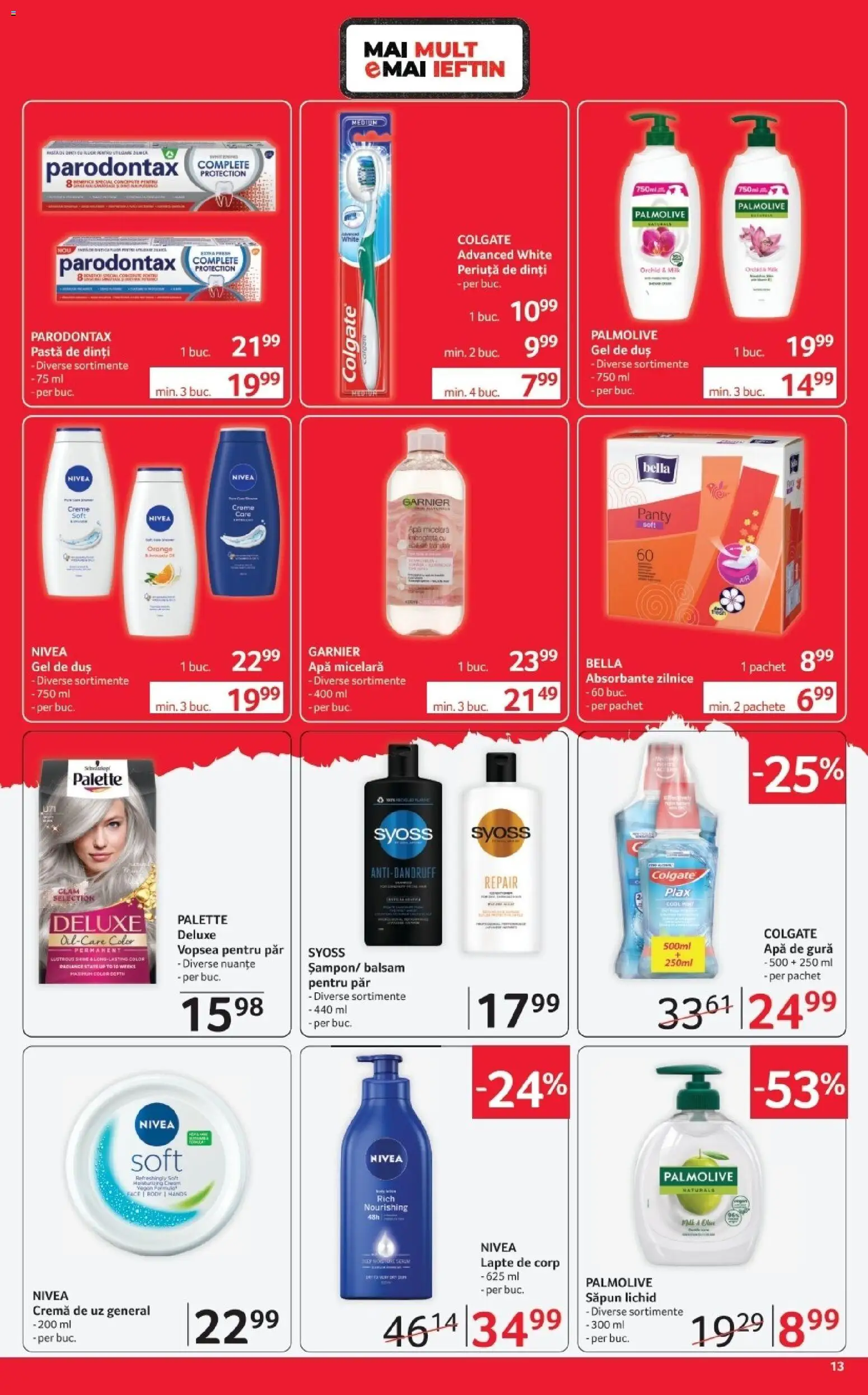 Noul catalog Selgros – valabil de la 17.04.2026 | Pagină: 13 | Produse: Body, Balsam, Gel de duș, Apă